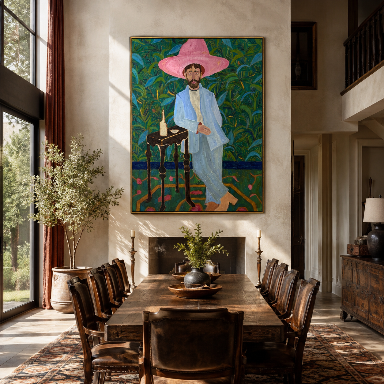 Blue Suit Holds Garden Pause displayed in a layered residential setting