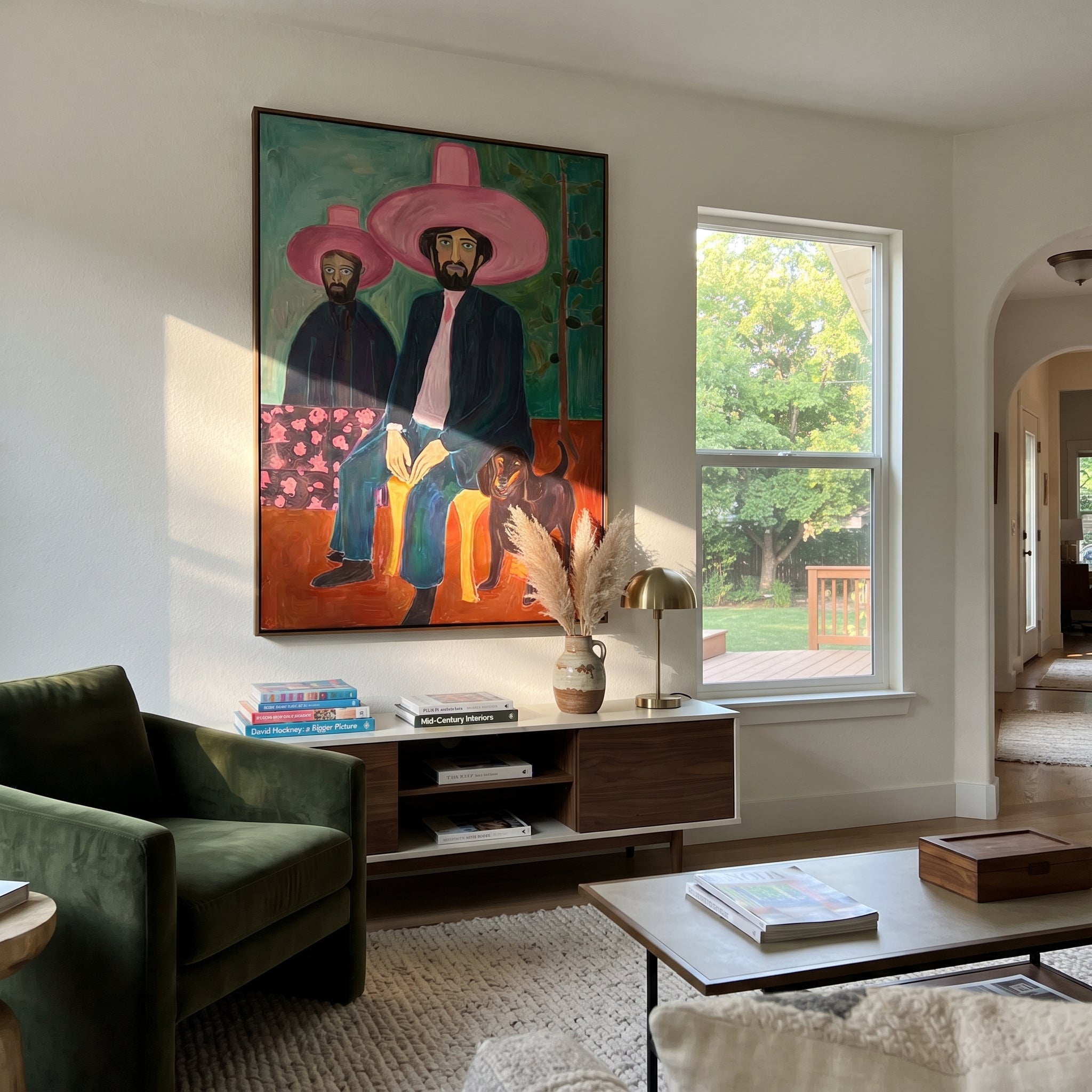 Black Dog Guards Pink presented as a colorful interior focal point