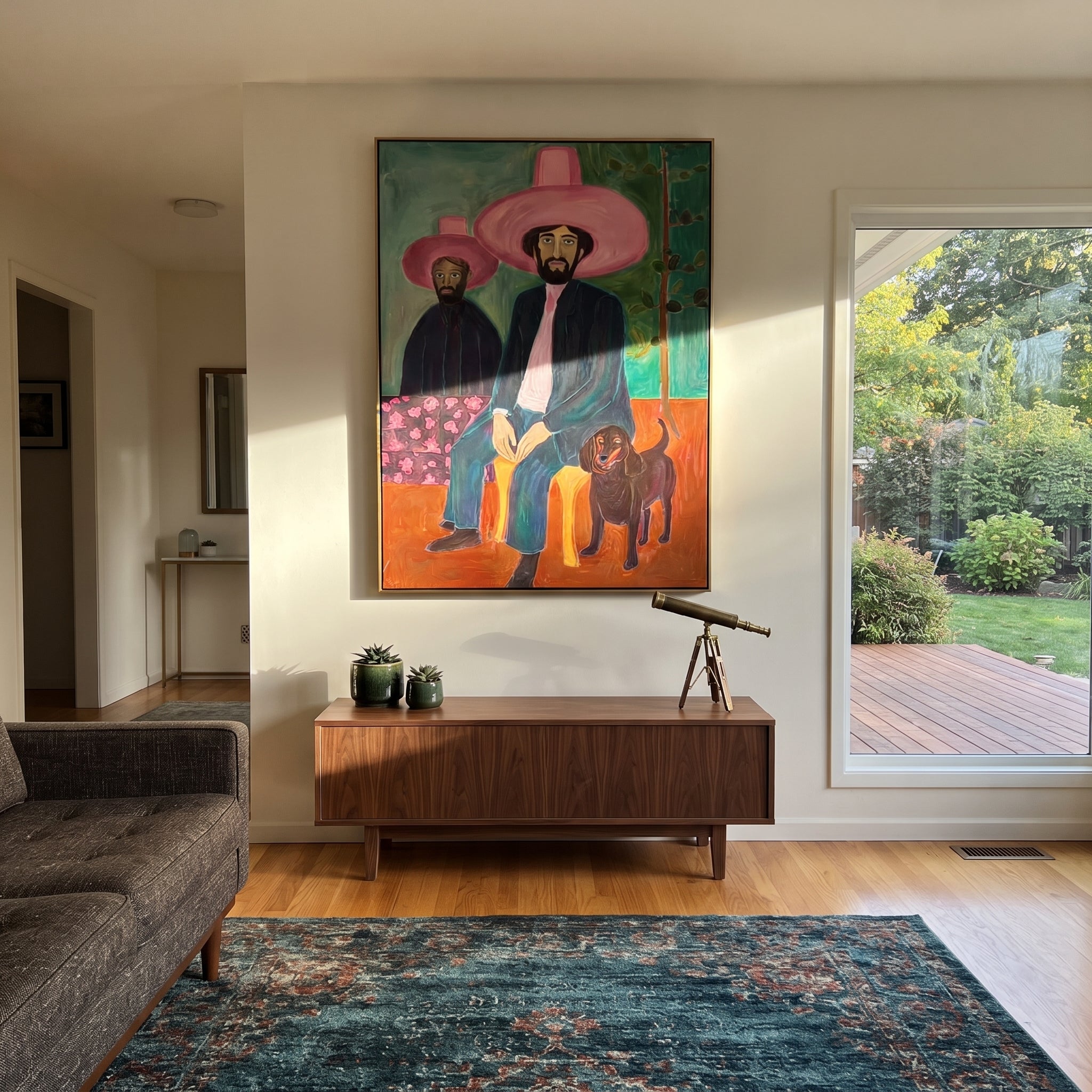 Pink Brims Shelter Hound displayed in a collected contemporary interior