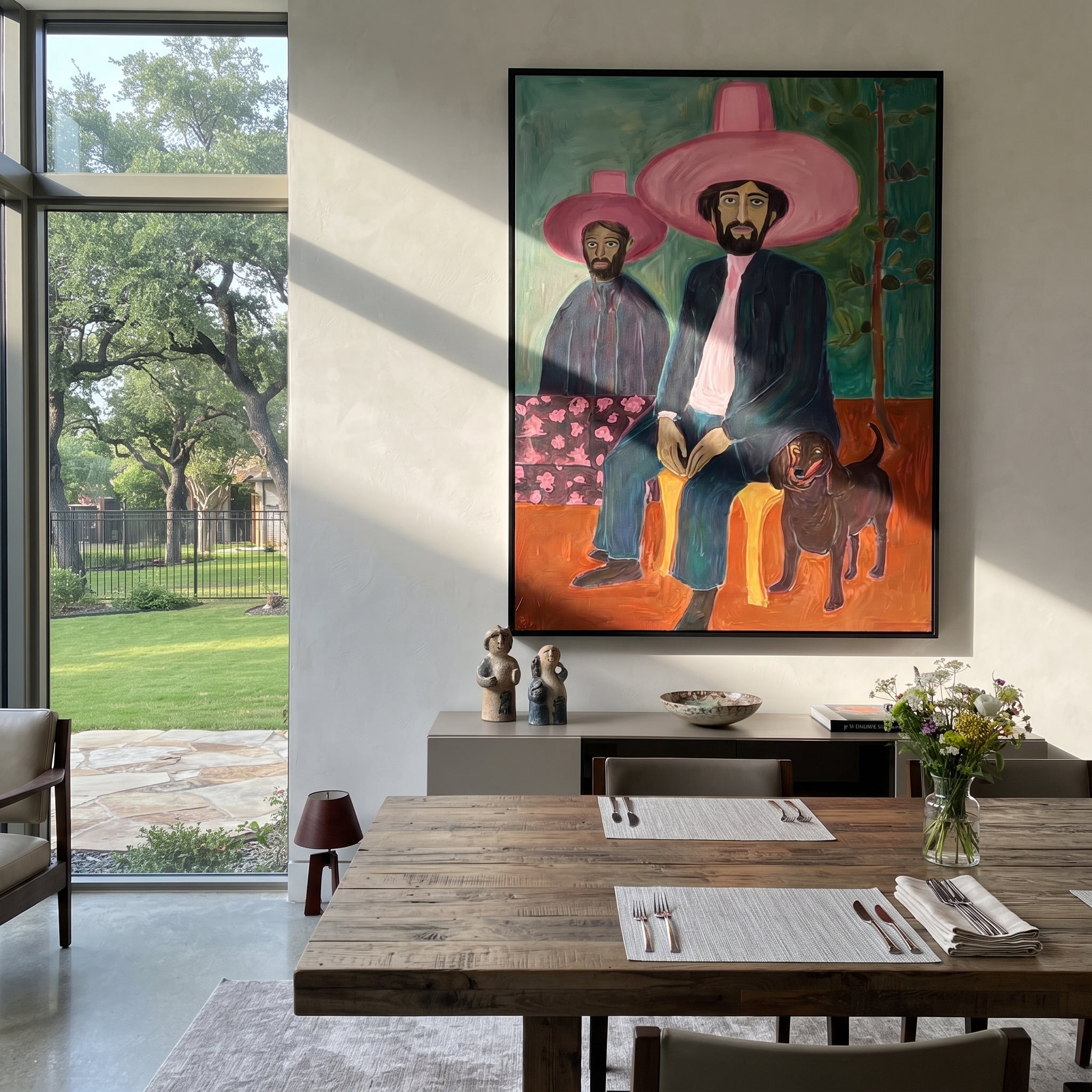 Pink Brims Shelter Hound displayed in a layered residential setting