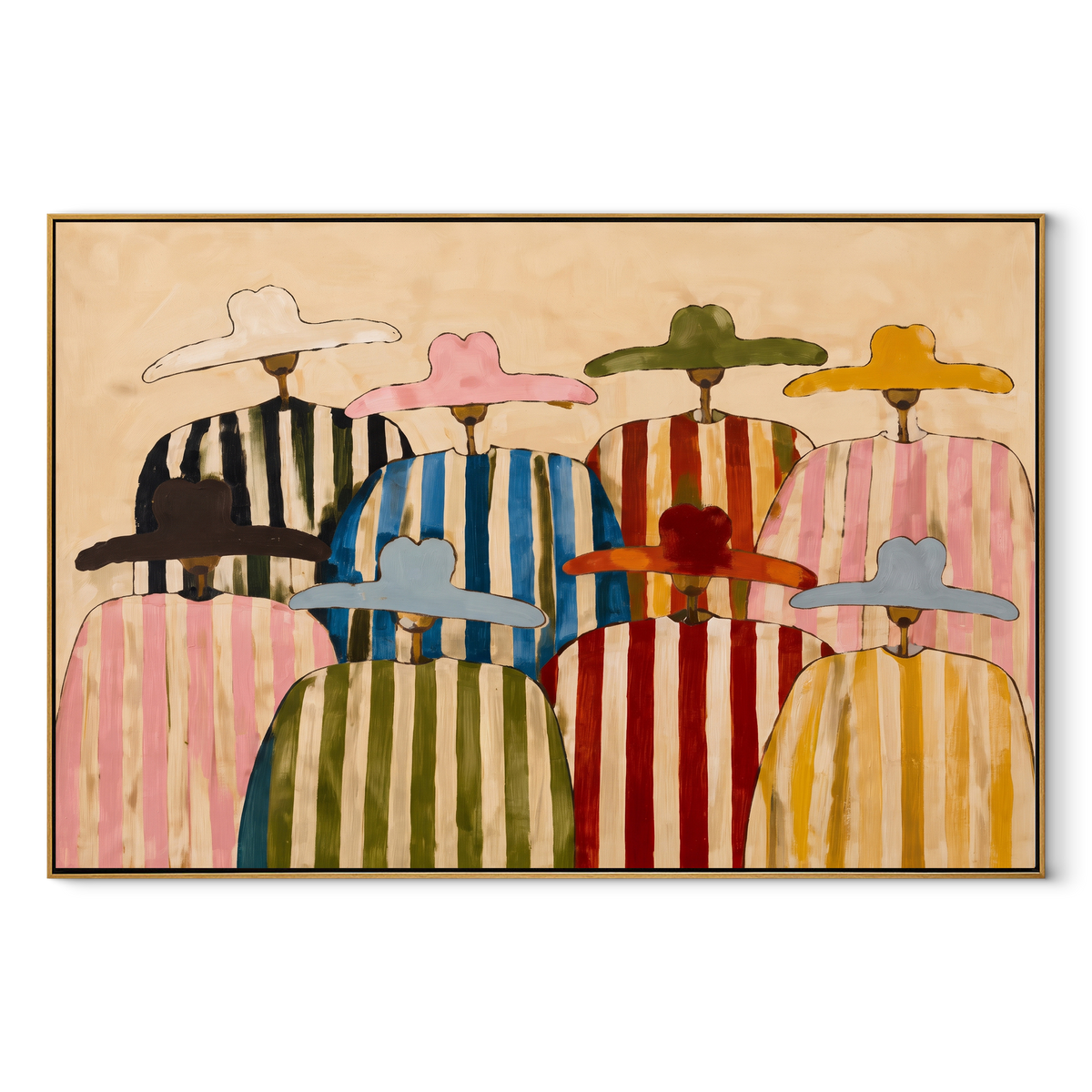 Brims Across Painted Plains horizontal painting in a wood frame on a white background