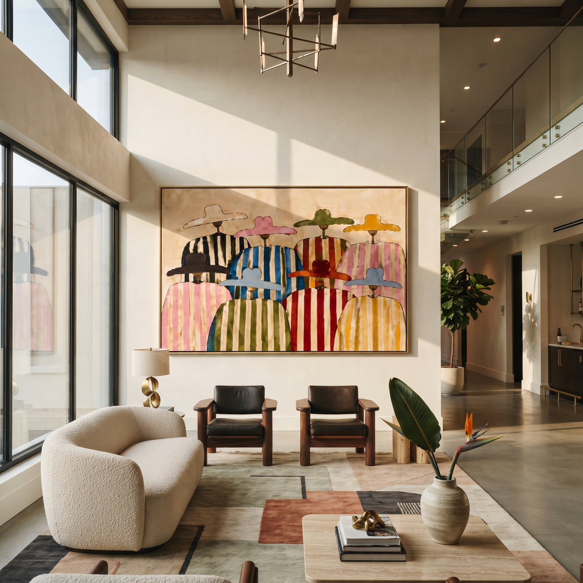 Brims Across Painted Plains wall art shown above contemporary furnishings