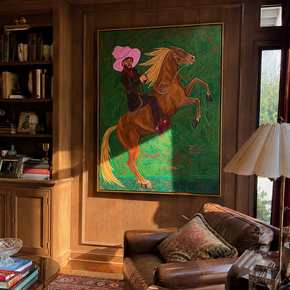 Pink Brim Raises Thunder displayed in a layered residential setting