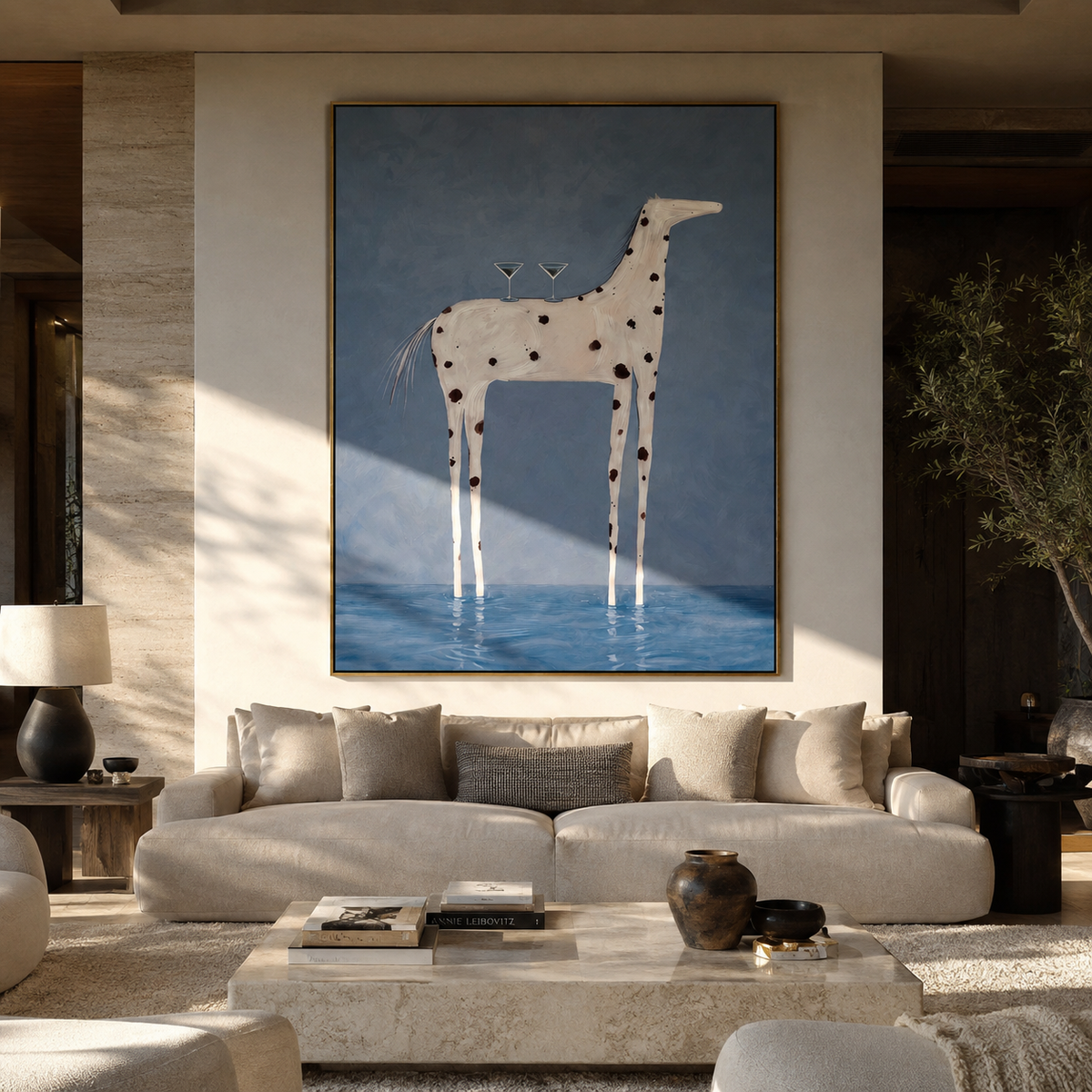 Blue Water Bears Glass presented as a colorful interior focal point