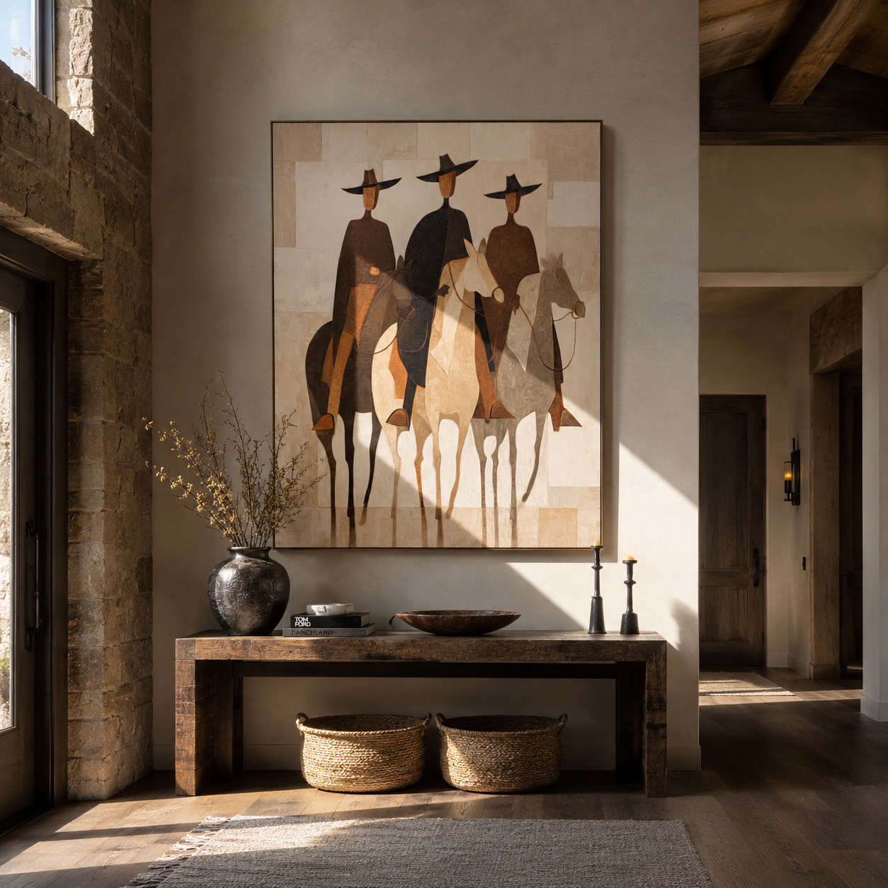 Three Hats Ride Pale displayed in a collected contemporary interior
