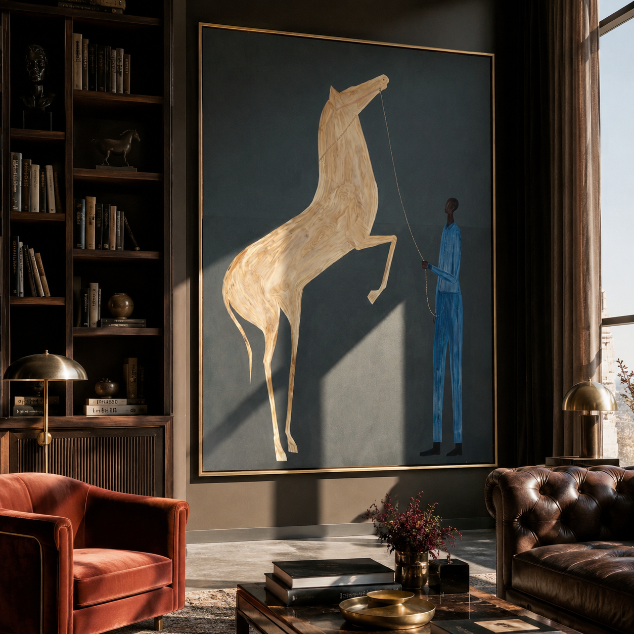 White Horse Rises displayed in a collected contemporary interior