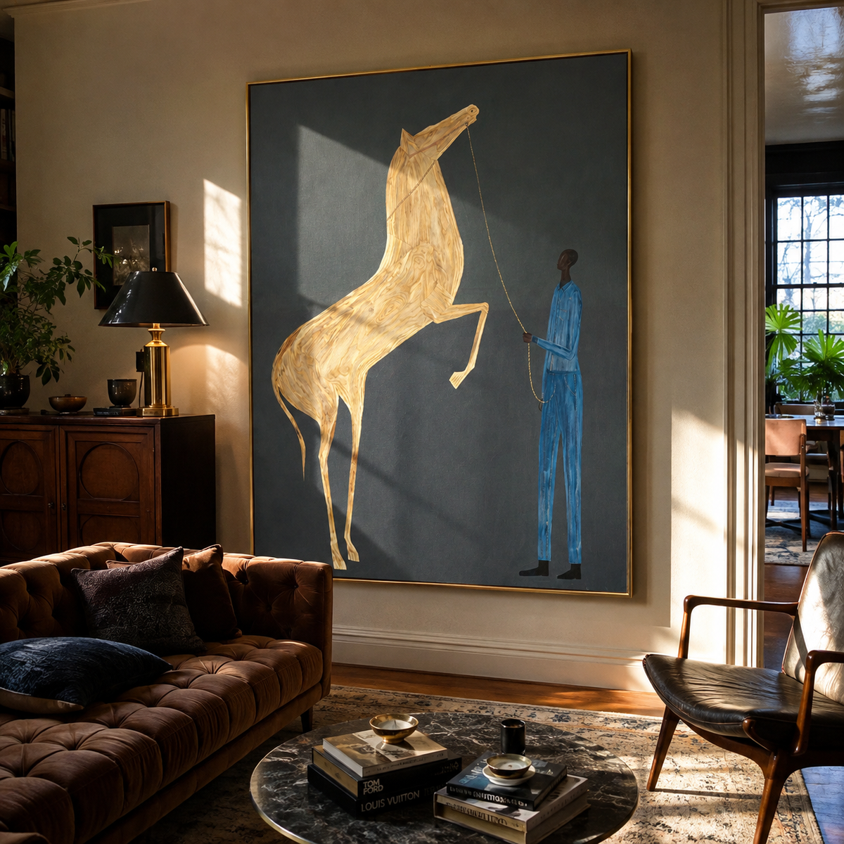 White Horse Rises styled with wood, linen, and modern decor