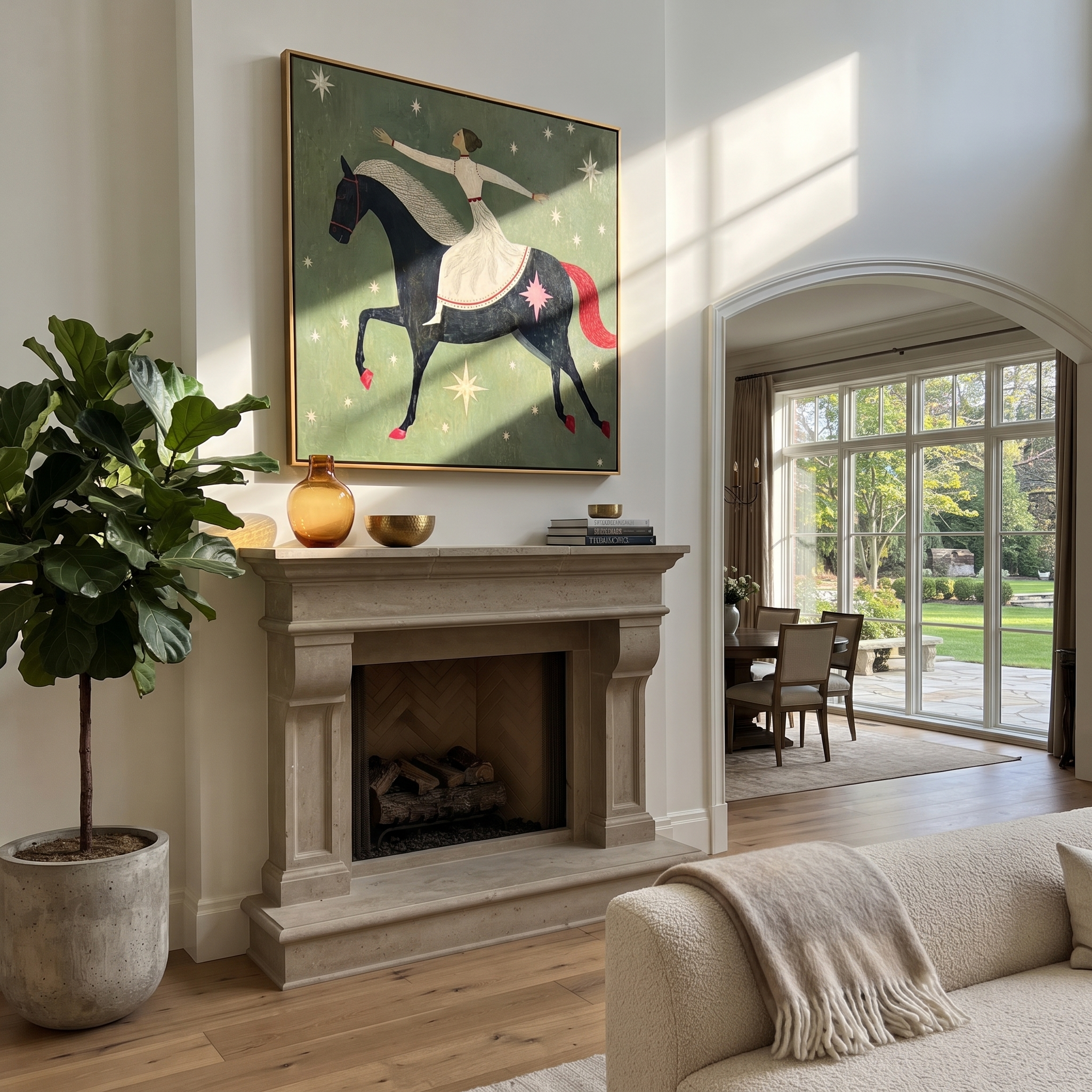 Starlight Holds Her Balance styled with warm modern furnishings
