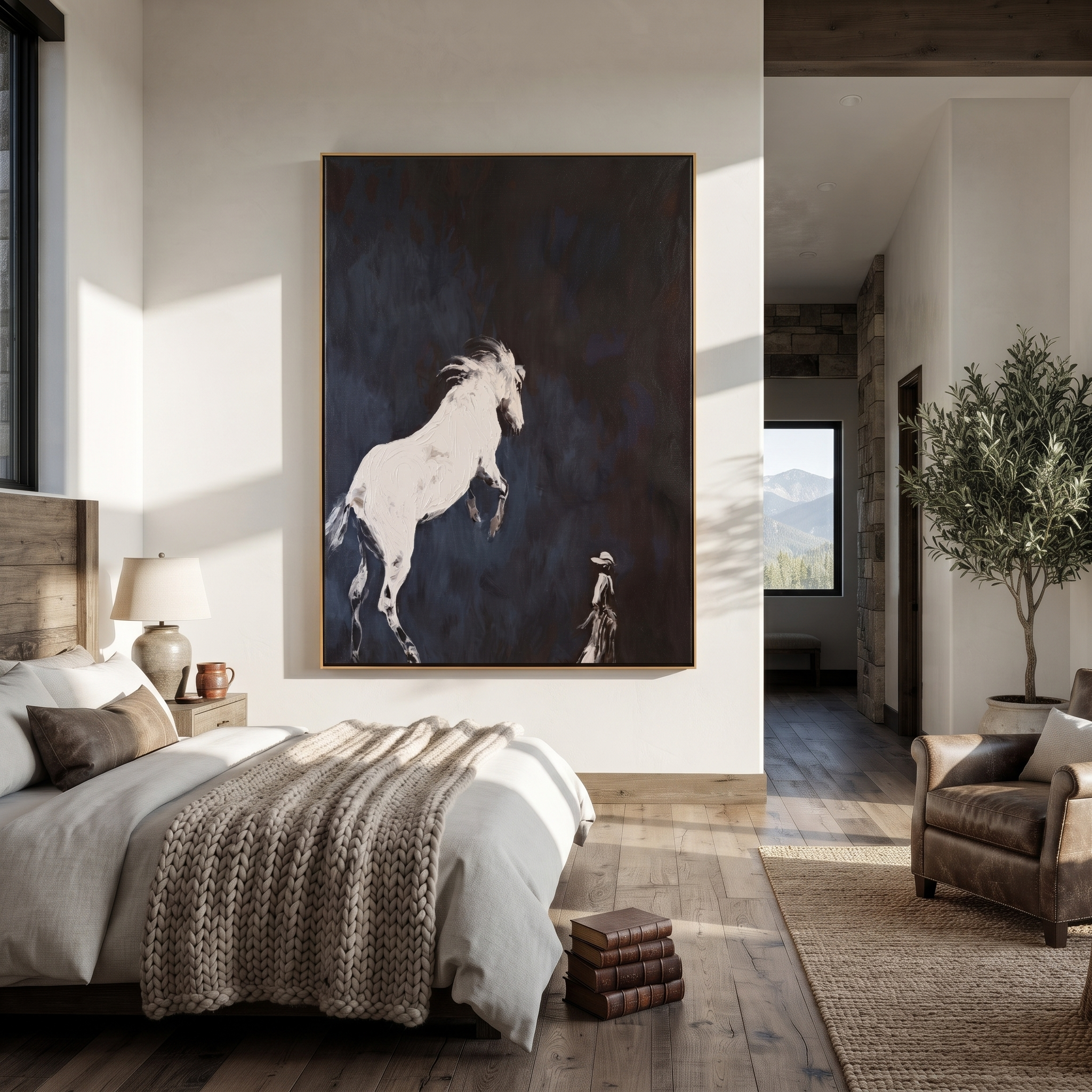 White Horse Meets Keeper styled with wood, linen, and modern decor