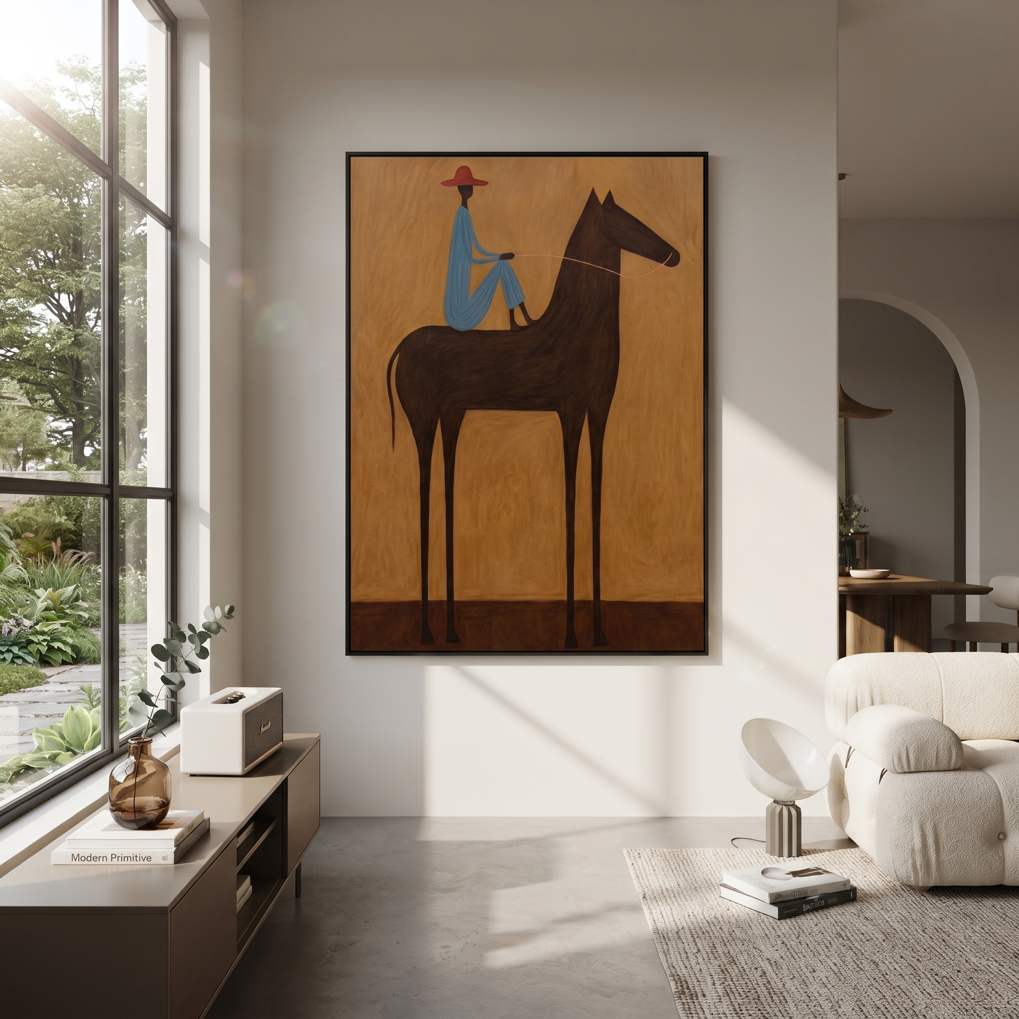 Blue Rider Crosses Ochre styled with warm modern furnishings