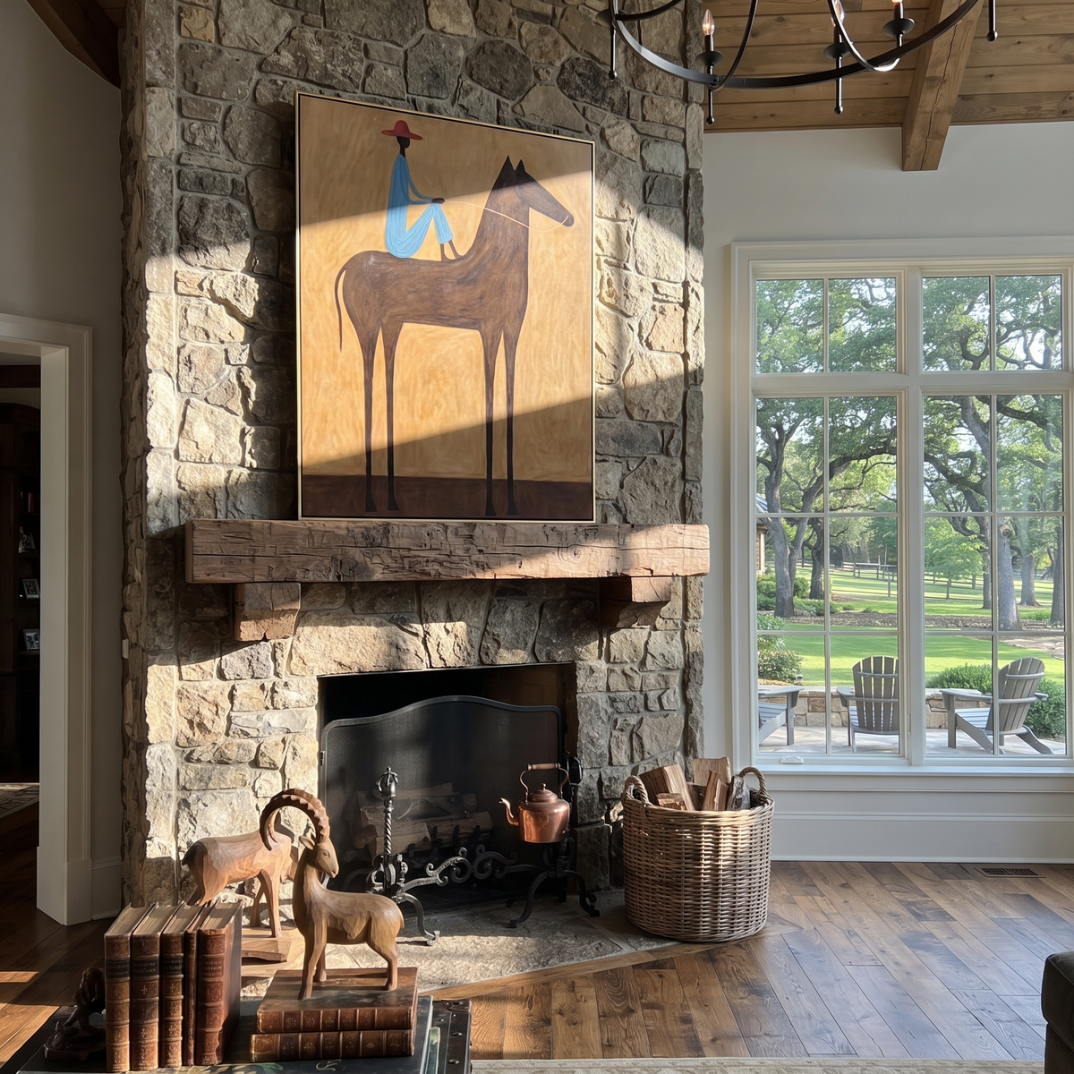 Blue Rider Crosses Ochre presented as a colorful interior focal point