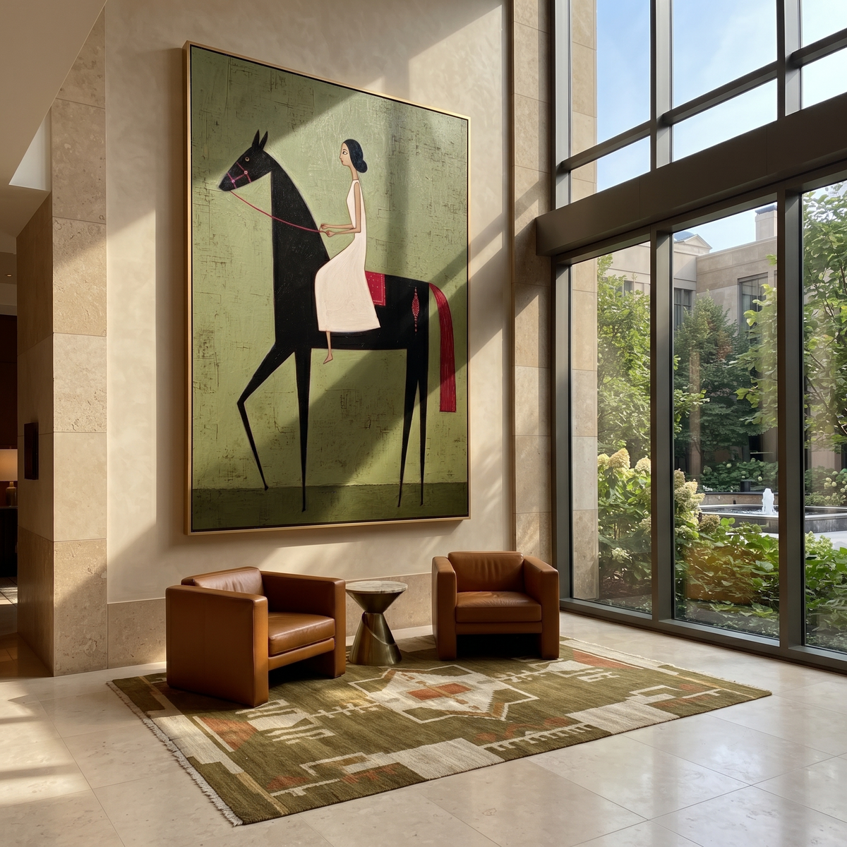 Ivory Dress Rides Night displayed in a collected contemporary interior