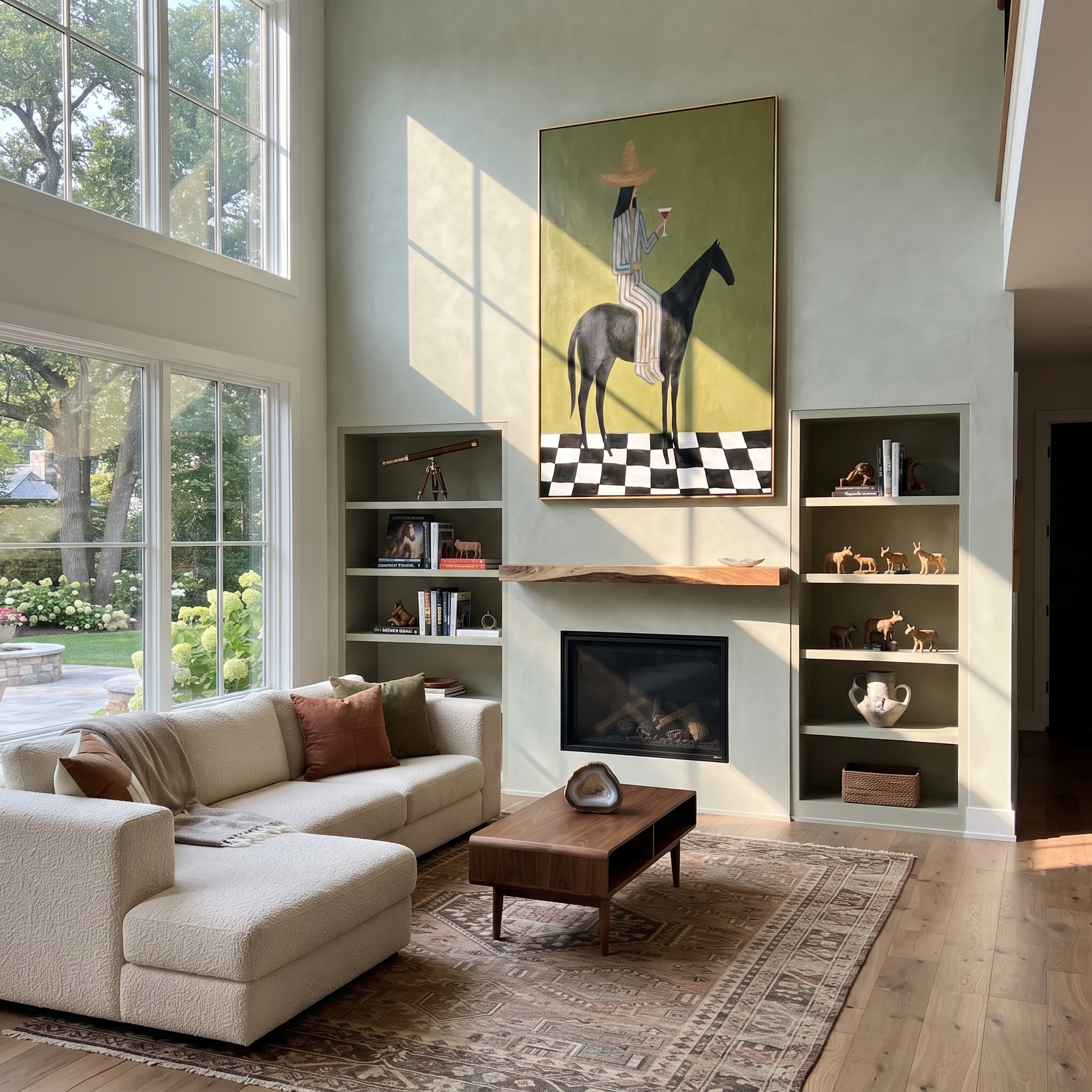 Striped Rider Crosses Checks styled with warm modern furnishings