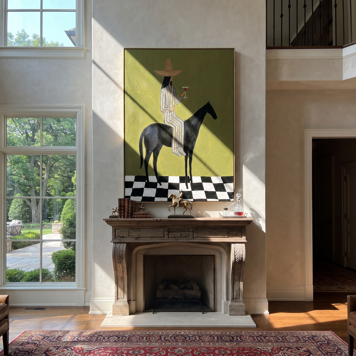 Striped Rider Crosses Checks presented as a colorful interior focal point