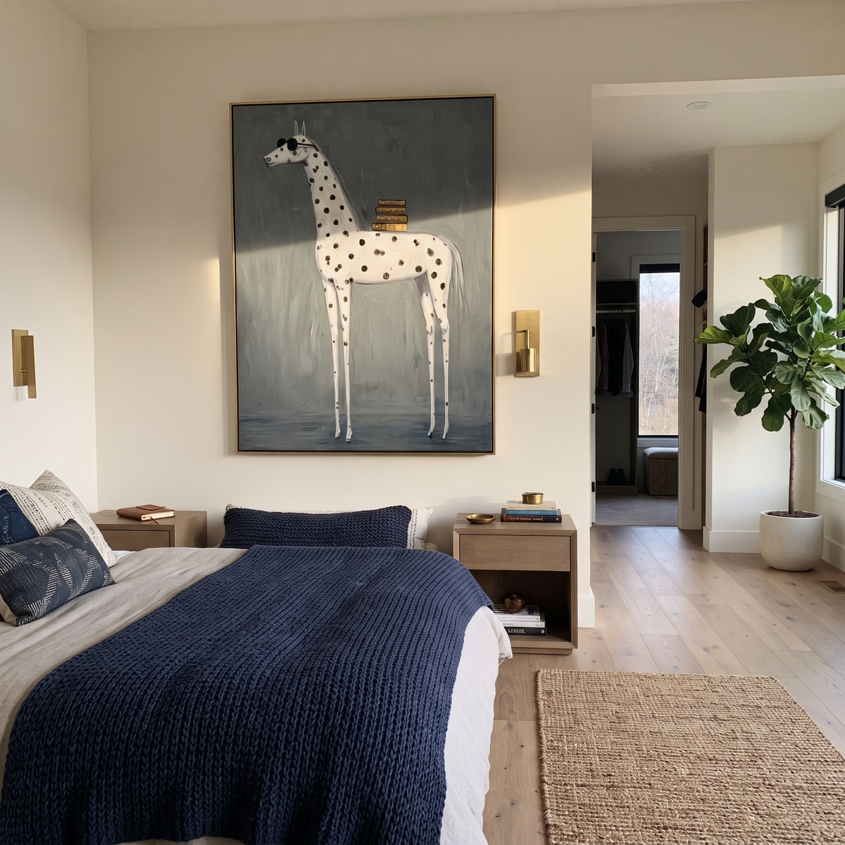 Spotted Horse Carries Books displayed in a collected contemporary interior