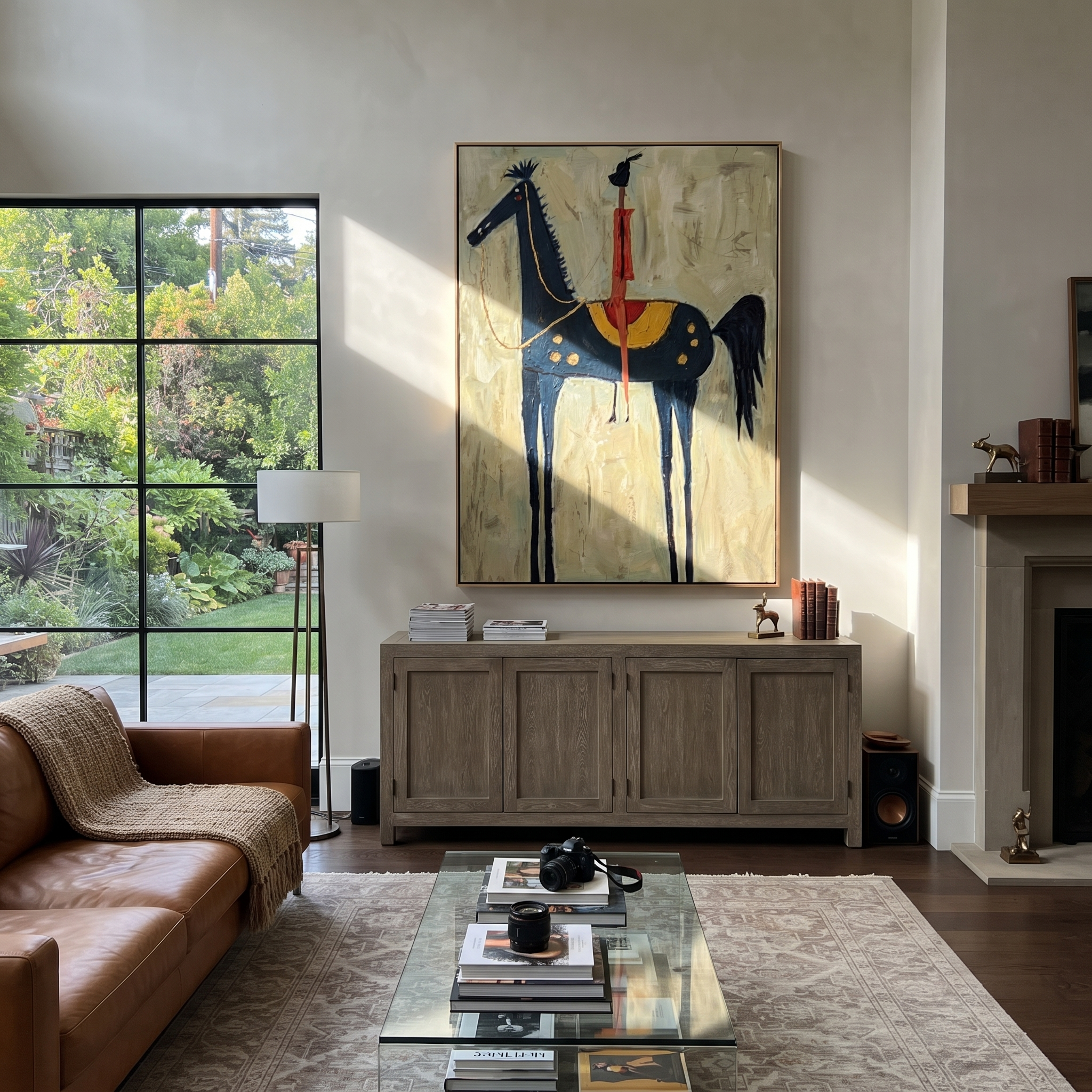 Scarlet Rider Crowns Midnight displayed in a collected contemporary interior