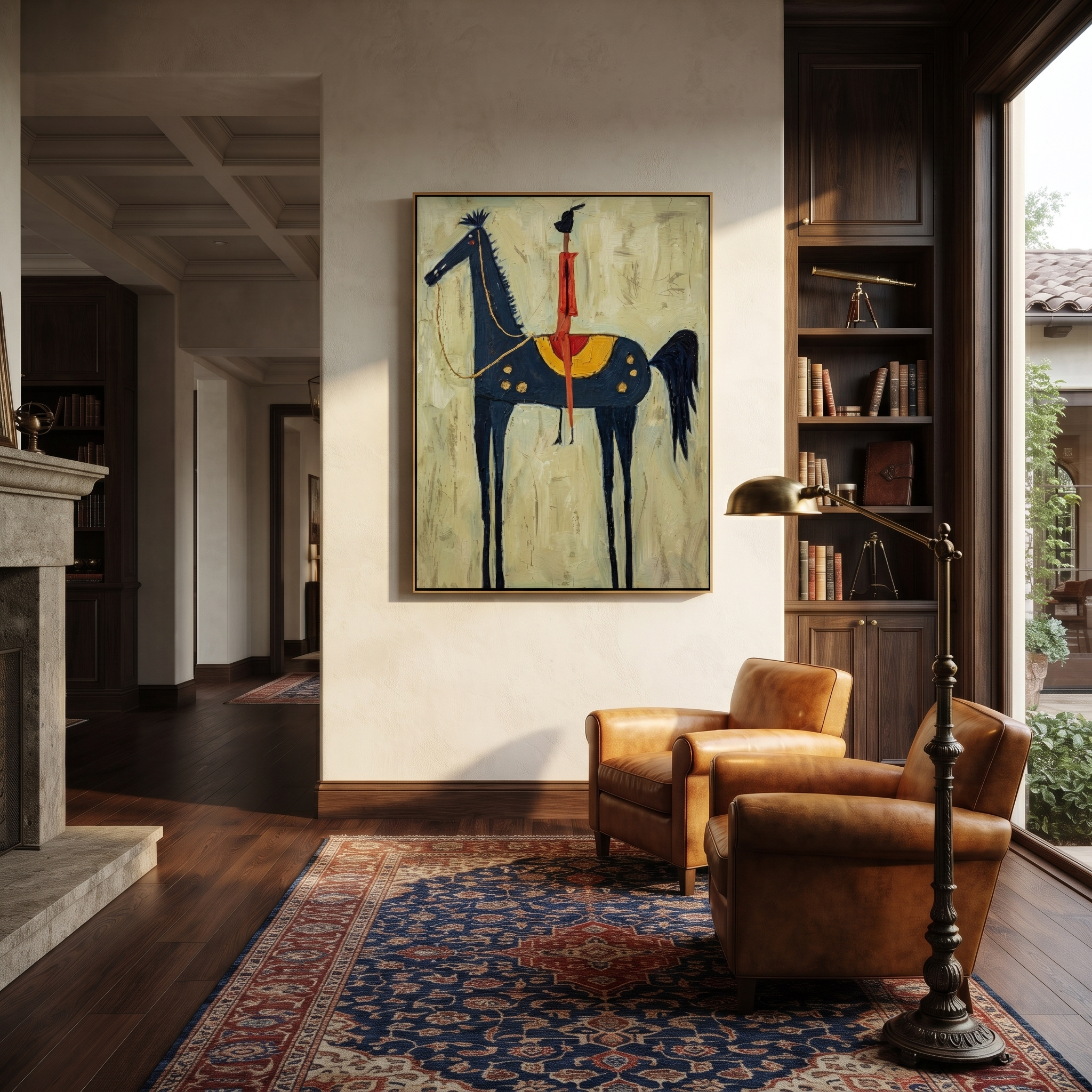 Scarlet Rider Crowns Midnight displayed in a layered residential setting