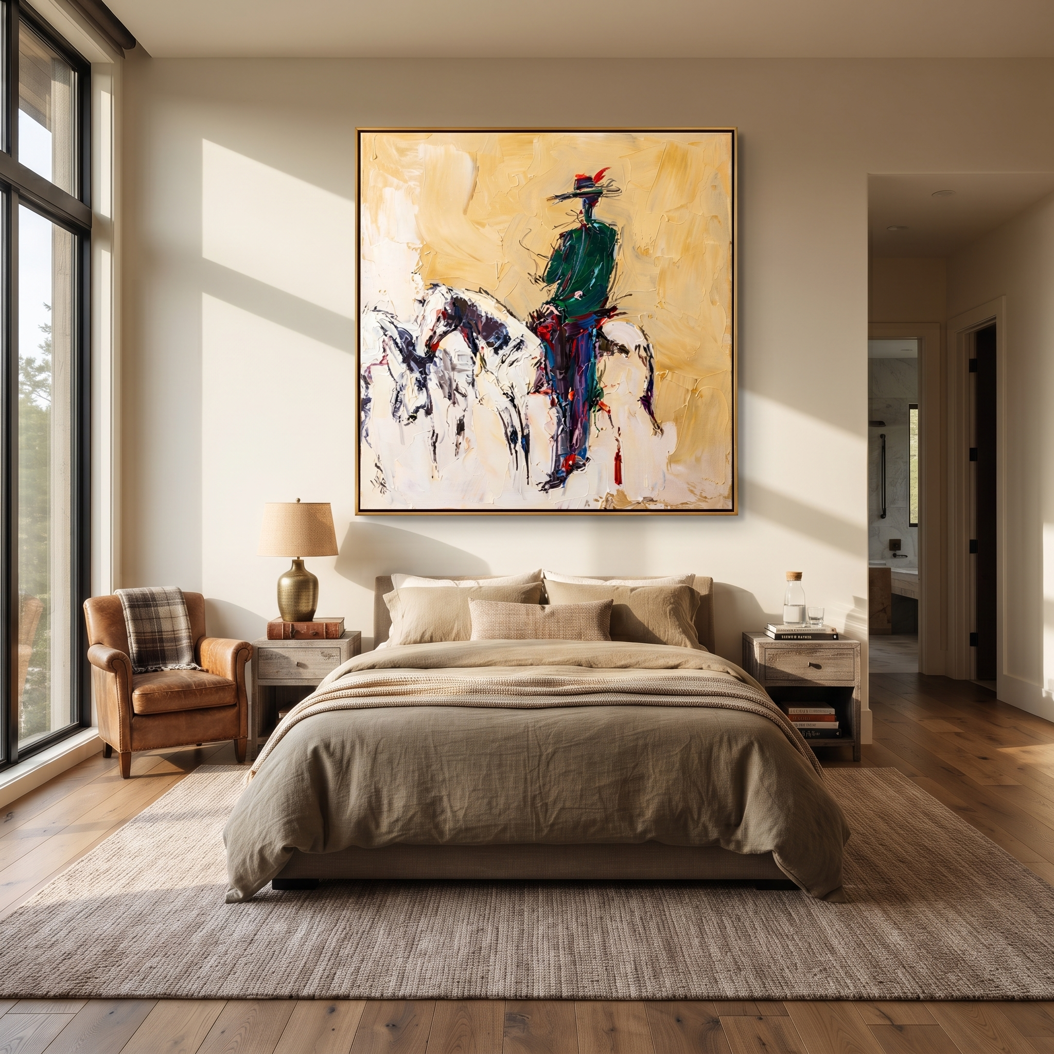 Green Rider Dissolves Light styled with wood, linen, and modern decor