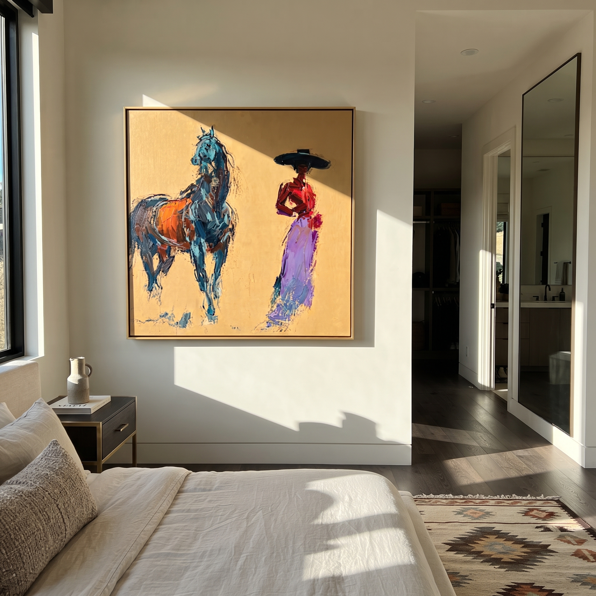 Violet Woman Meets Blue styled with wood, linen, and modern decor