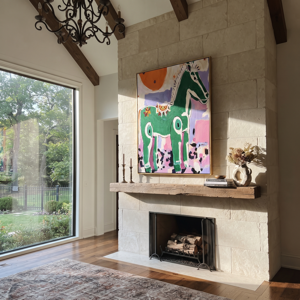 Green Horse Greets Sun styled with warm modern furnishings
