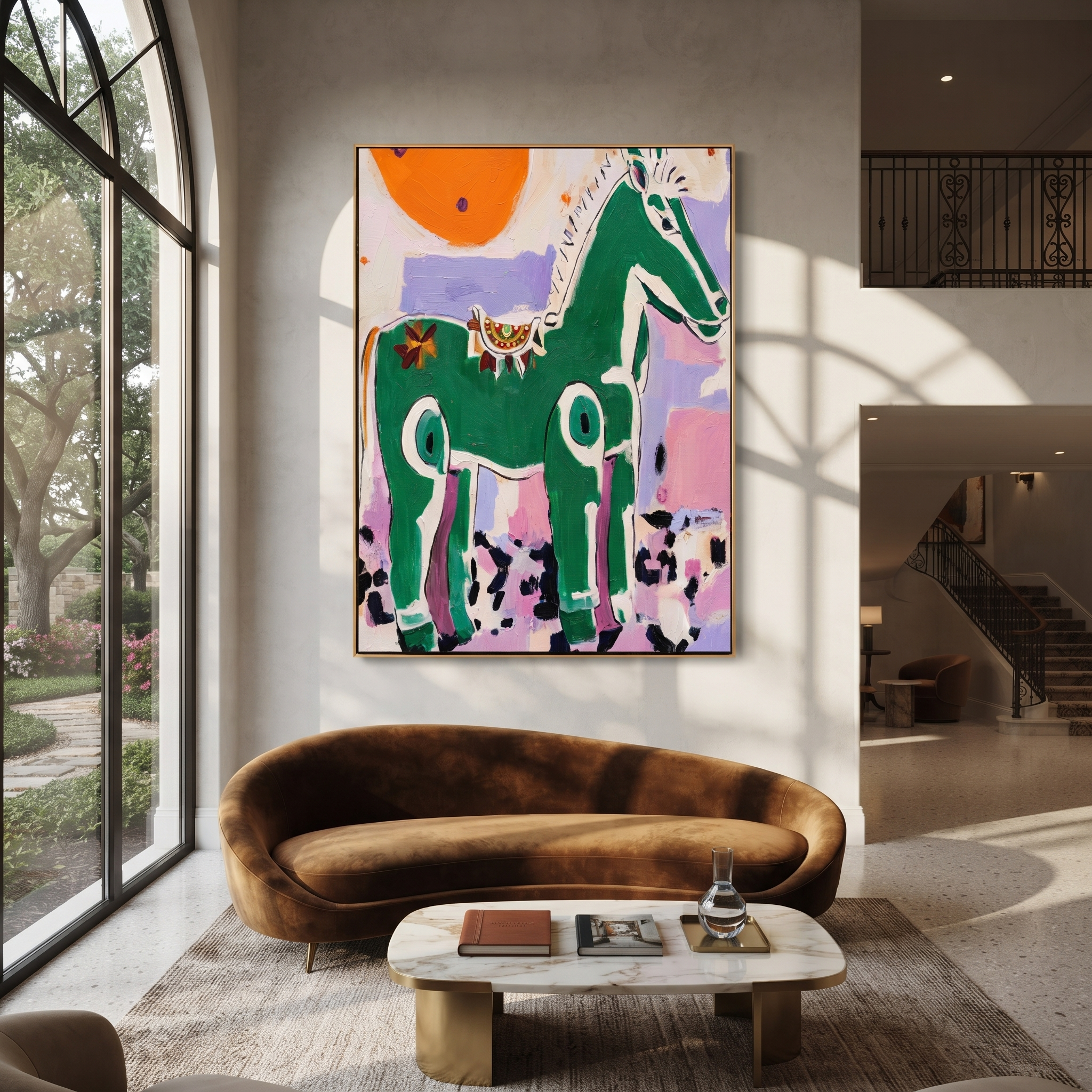Green Horse Greets Sun styled with wood, linen, and modern decor