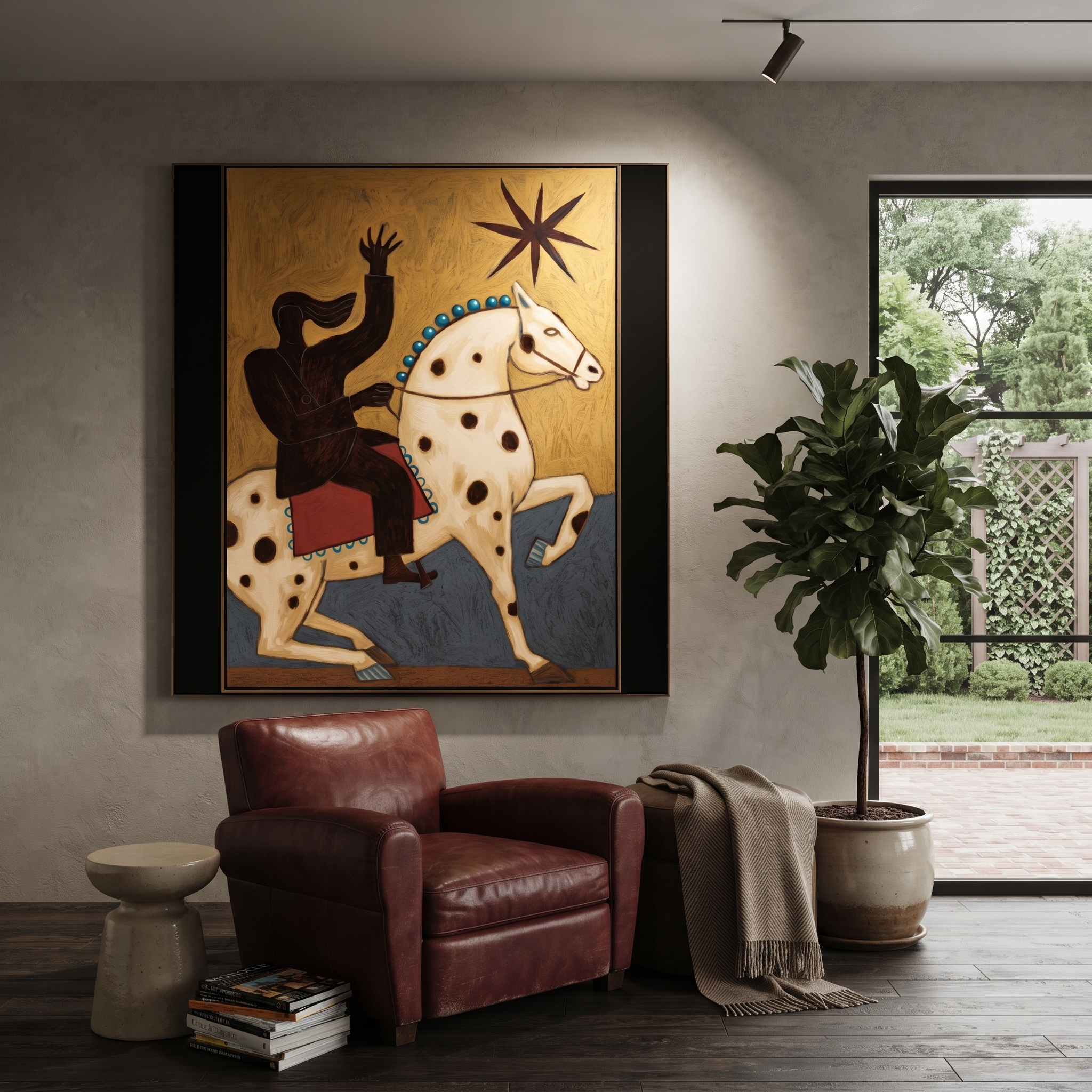 Raised Hand Meets Starlight styled with warm modern furnishings