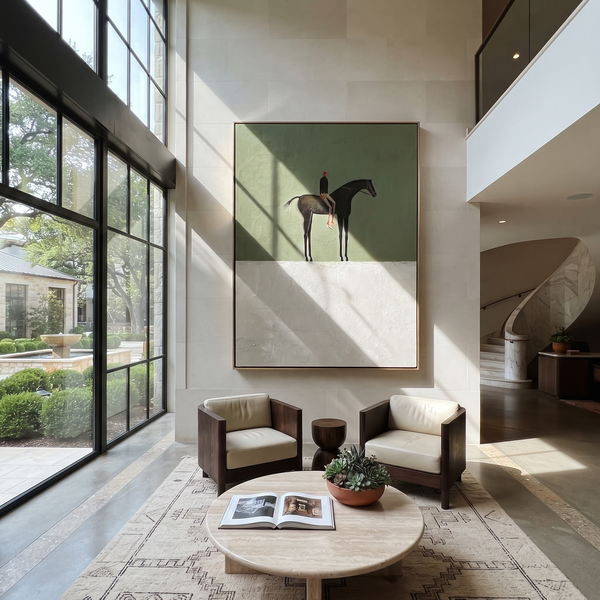 Small Rider Guards Silence styled with wood, linen, and modern decor