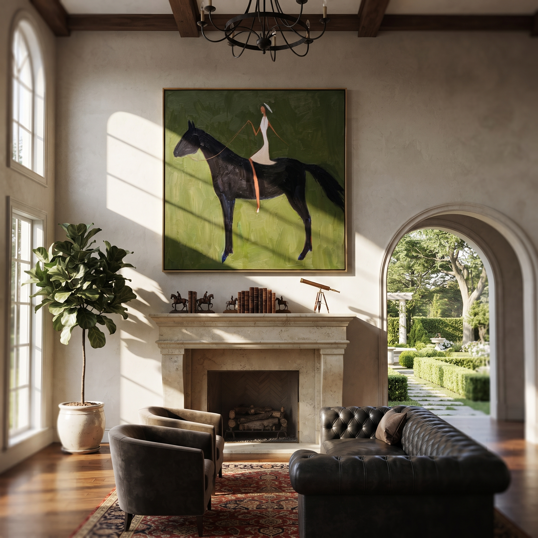 White Dress Draws Triangle displayed in a collected contemporary interior