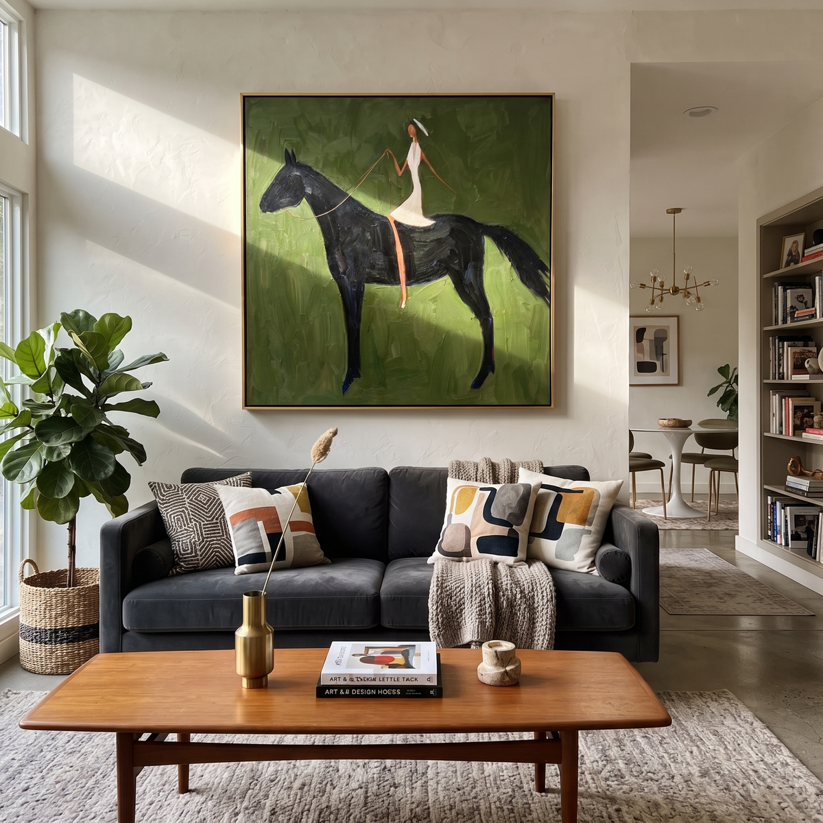 White Dress Draws Triangle presented as a colorful interior focal point