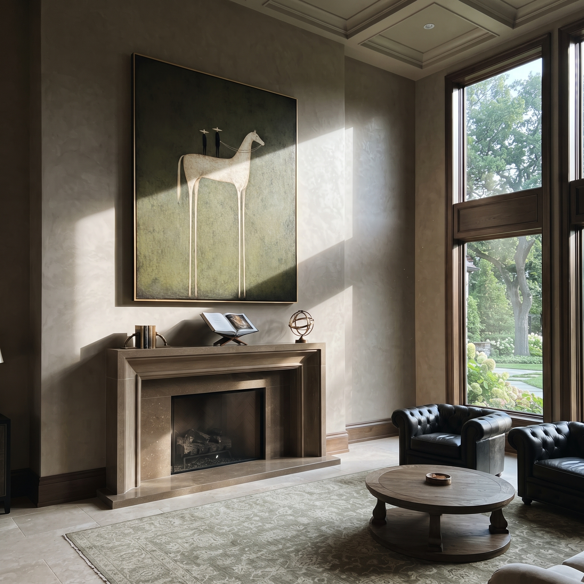 Two Figures Ride Ivory styled with warm modern furnishings