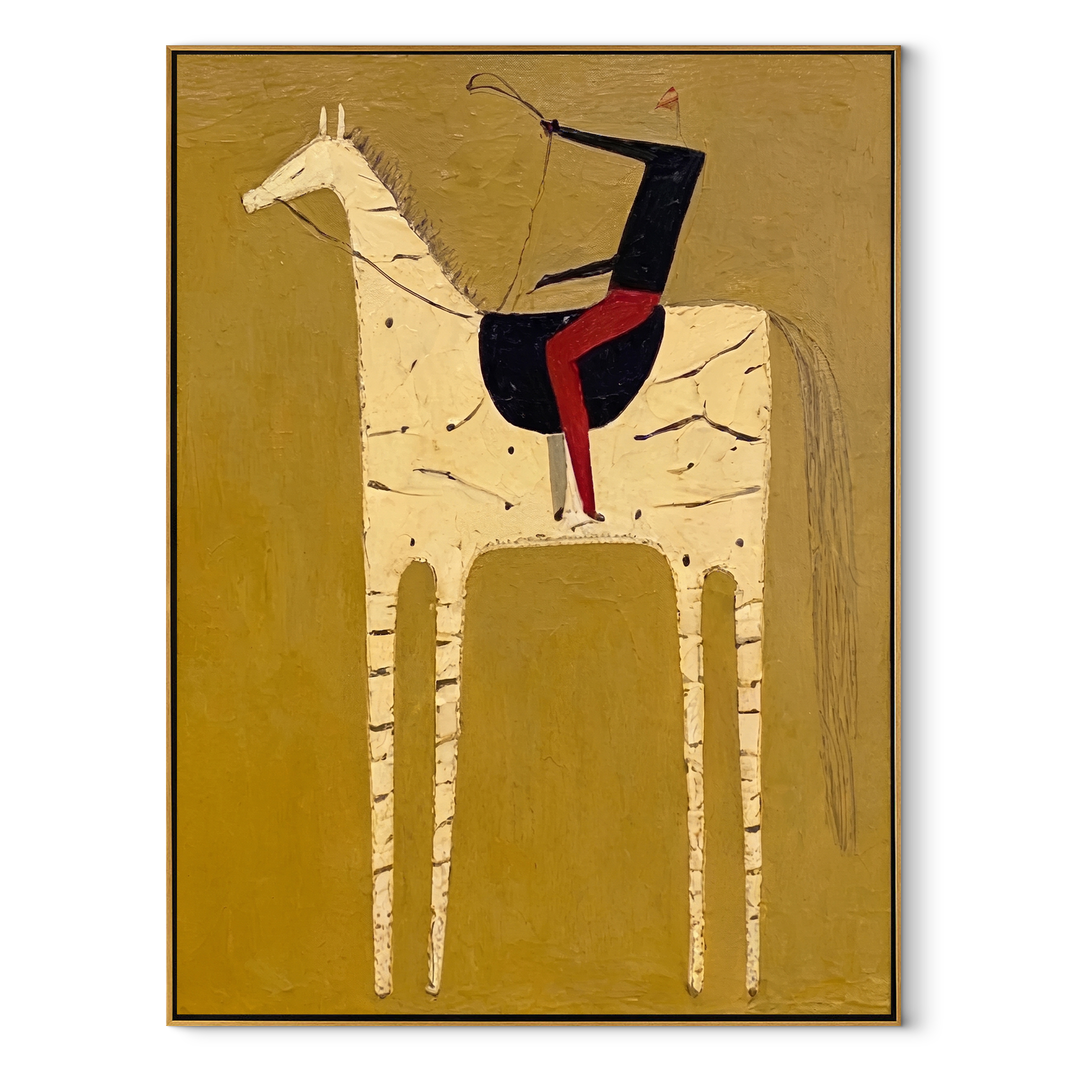 Archer Rides Ivory Tower equestrian horse painting, vertical canvas artwork