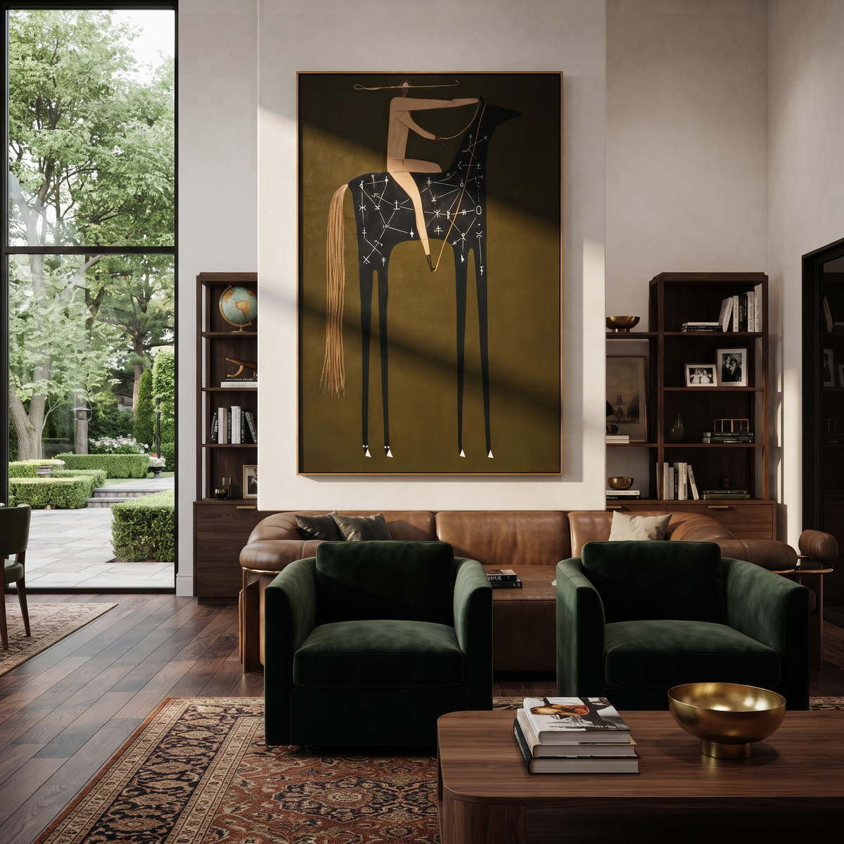 Acrobat Bends over Stars displayed in a layered residential setting