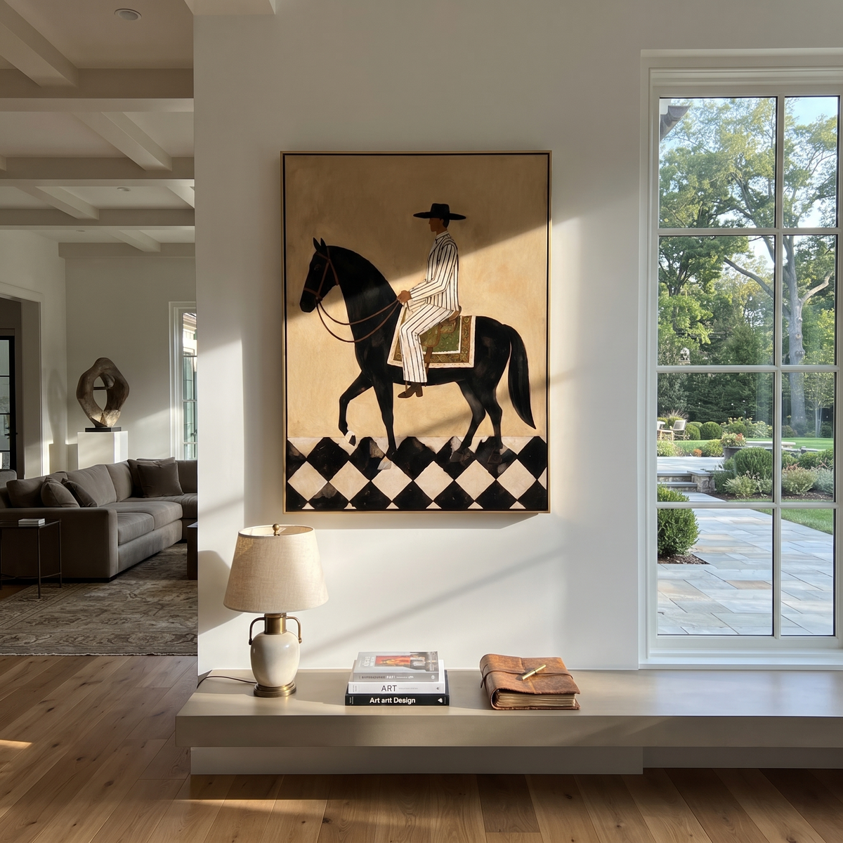 Striped Cowboy Crosses Diamonds styled with warm modern furnishings