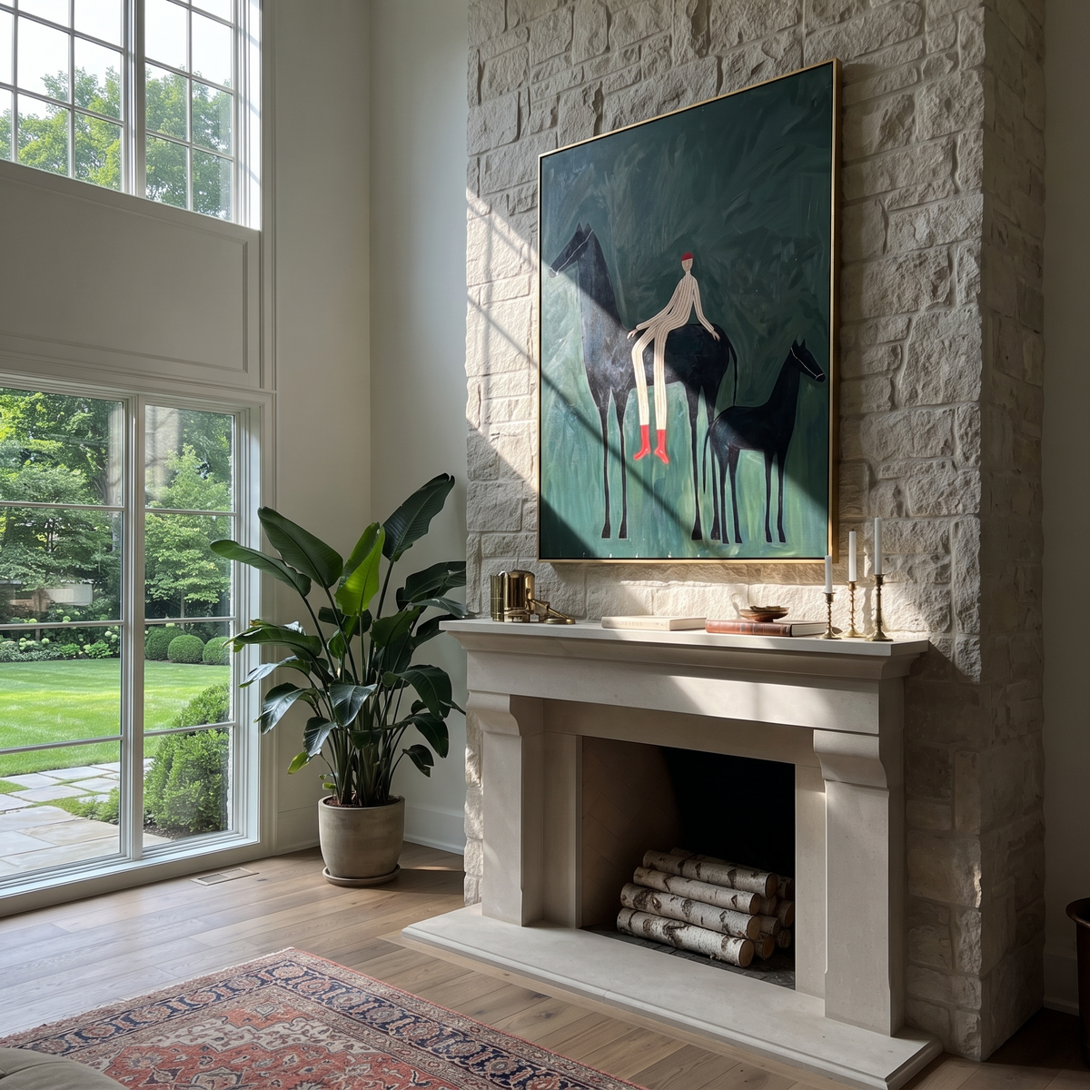 Red Boots Watch Foal styled with warm modern furnishings