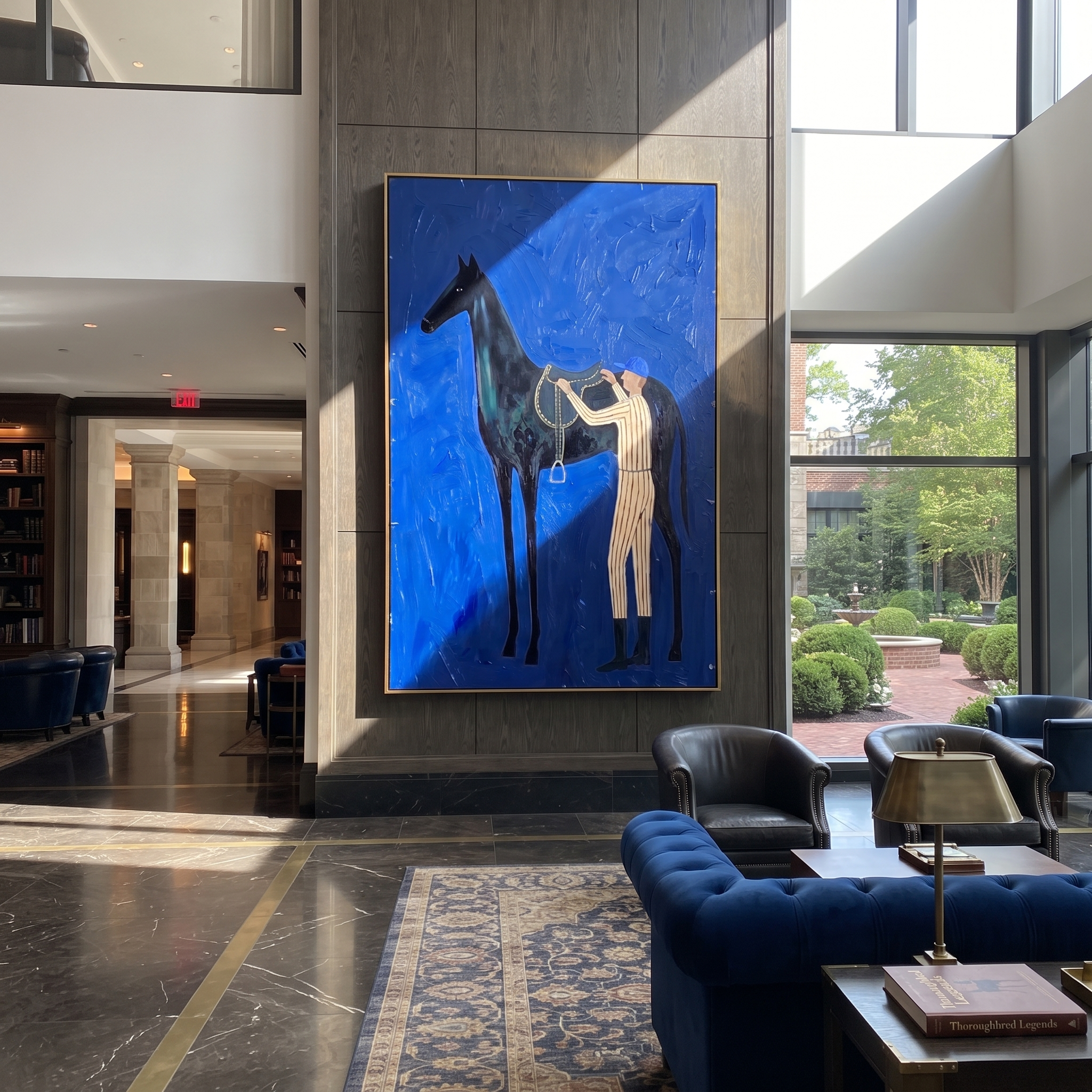 White Stripes Meet Midnight displayed in a collected contemporary interior