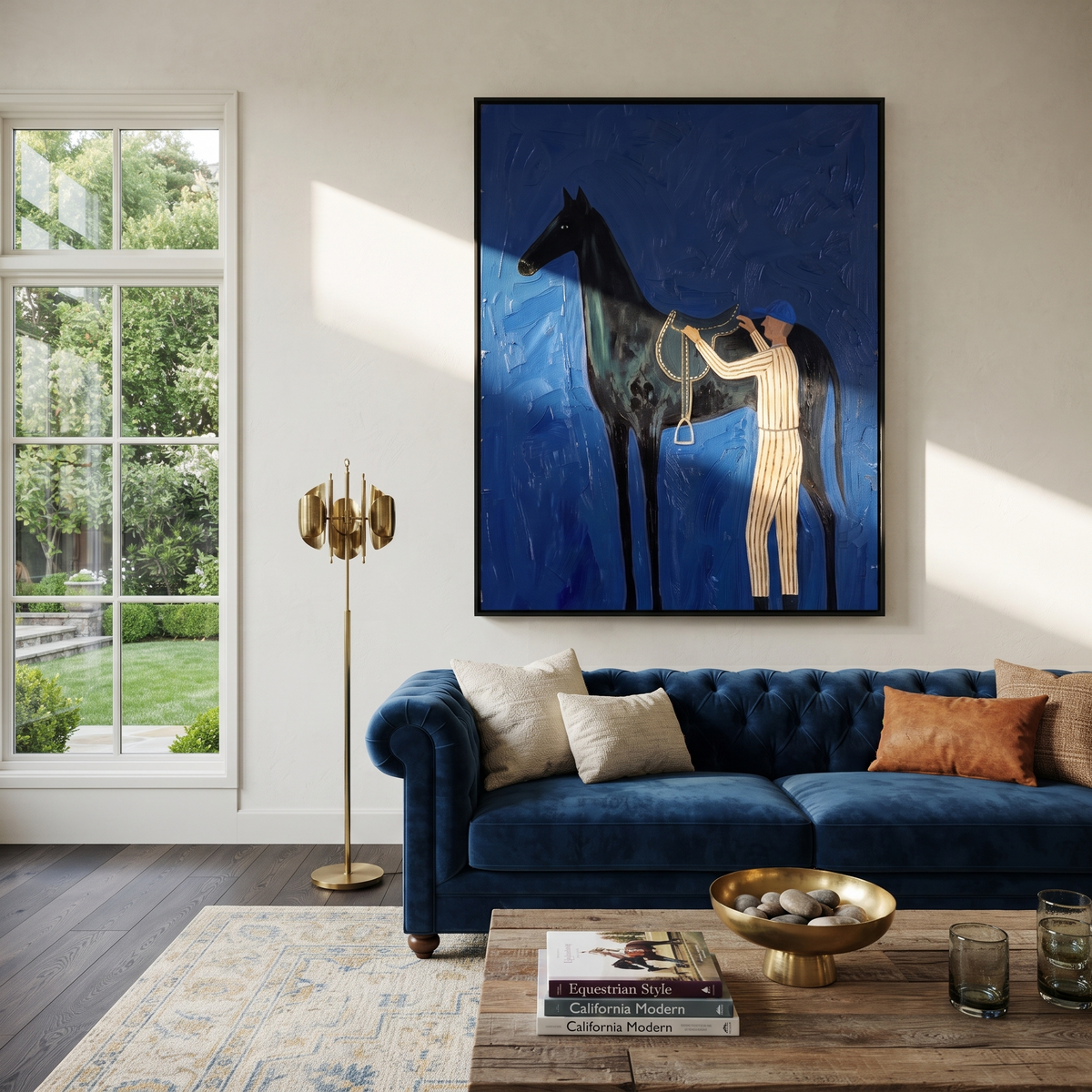 White Stripes Meet Midnight styled with warm modern furnishings