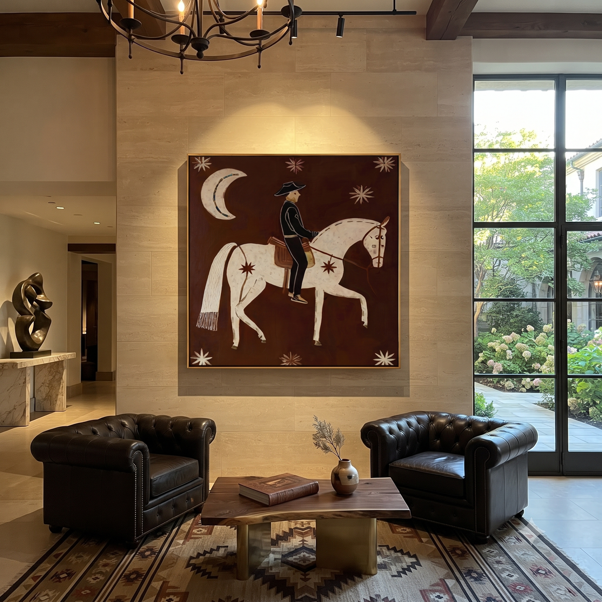 Cowboy Rides Moonlit Stars presented as a colorful interior focal point