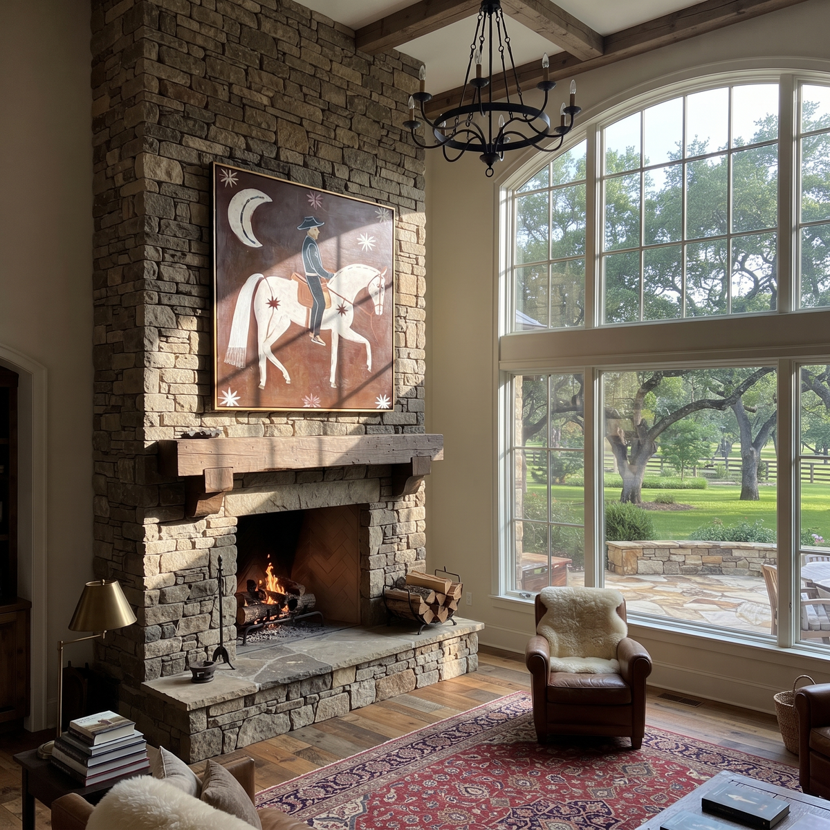 Cowboy Rides Moonlit Stars styled with wood, linen, and modern decor