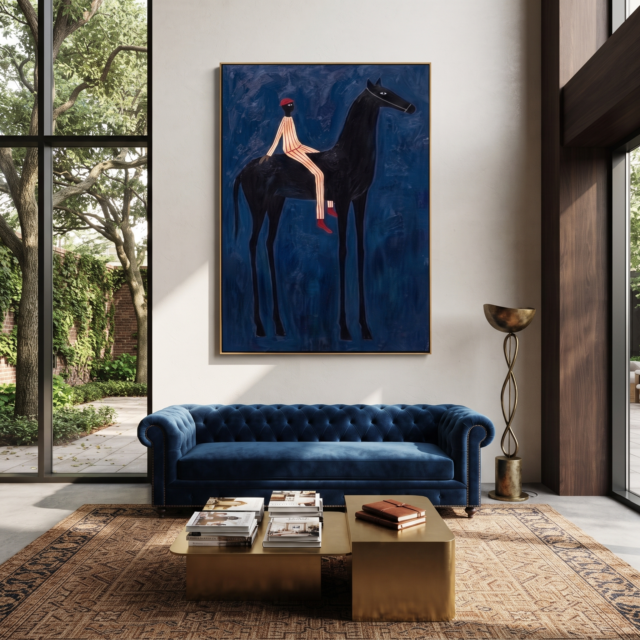 Red Cap Rides Blue presented as a colorful interior focal point