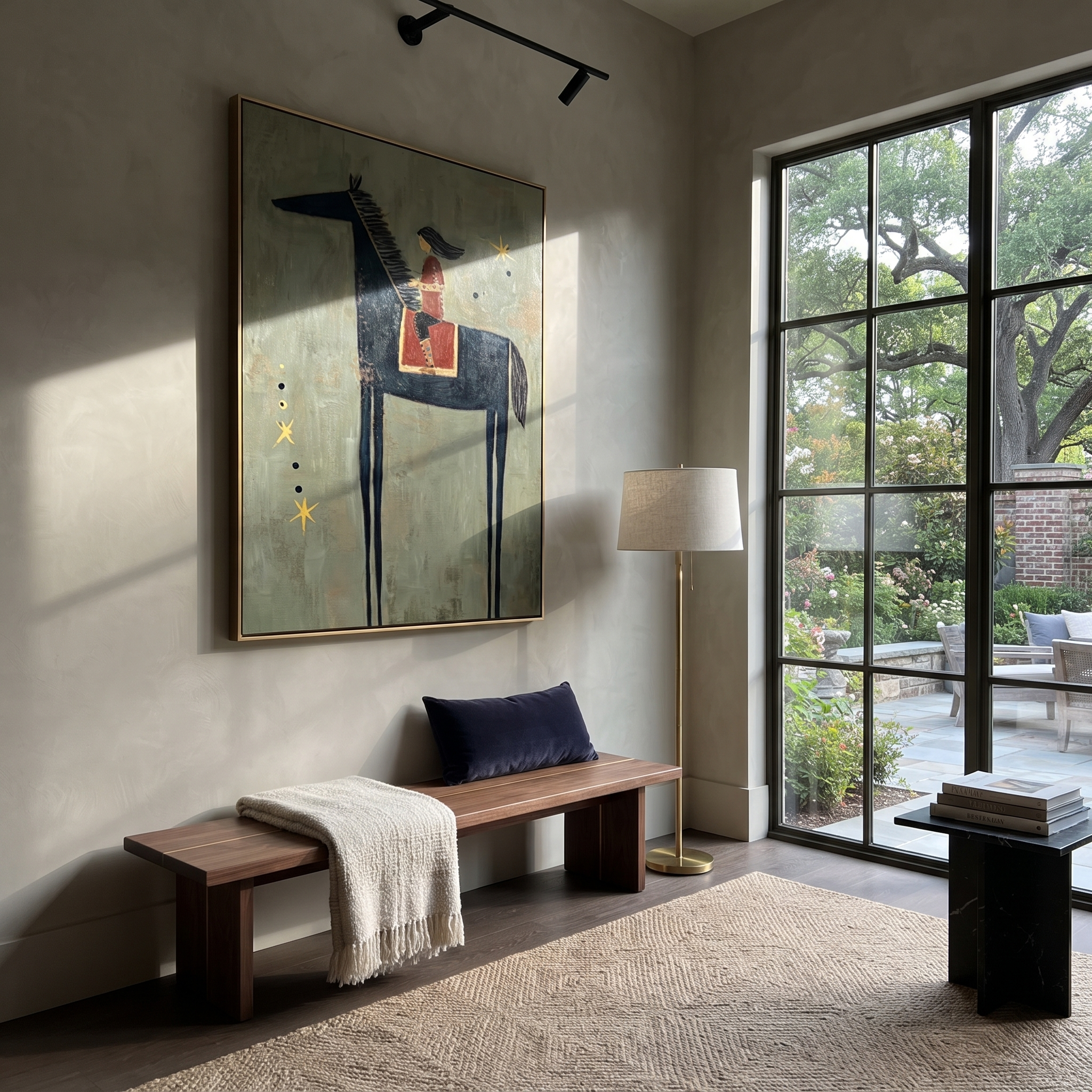 Scarlet Rider Counts Stars presented as a colorful interior focal point