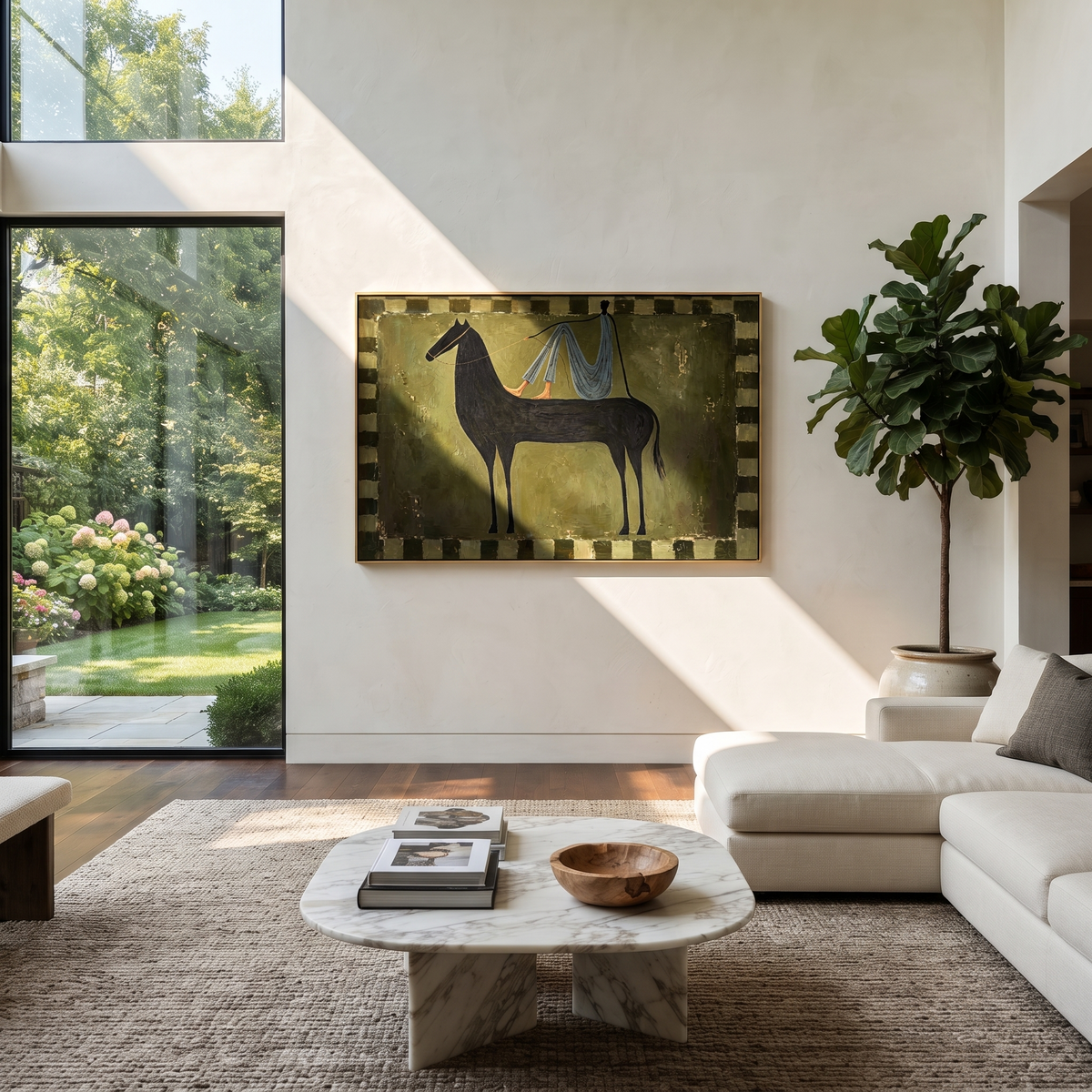 Blue Drapery Crosses Midnight presented as a colorful interior focal point