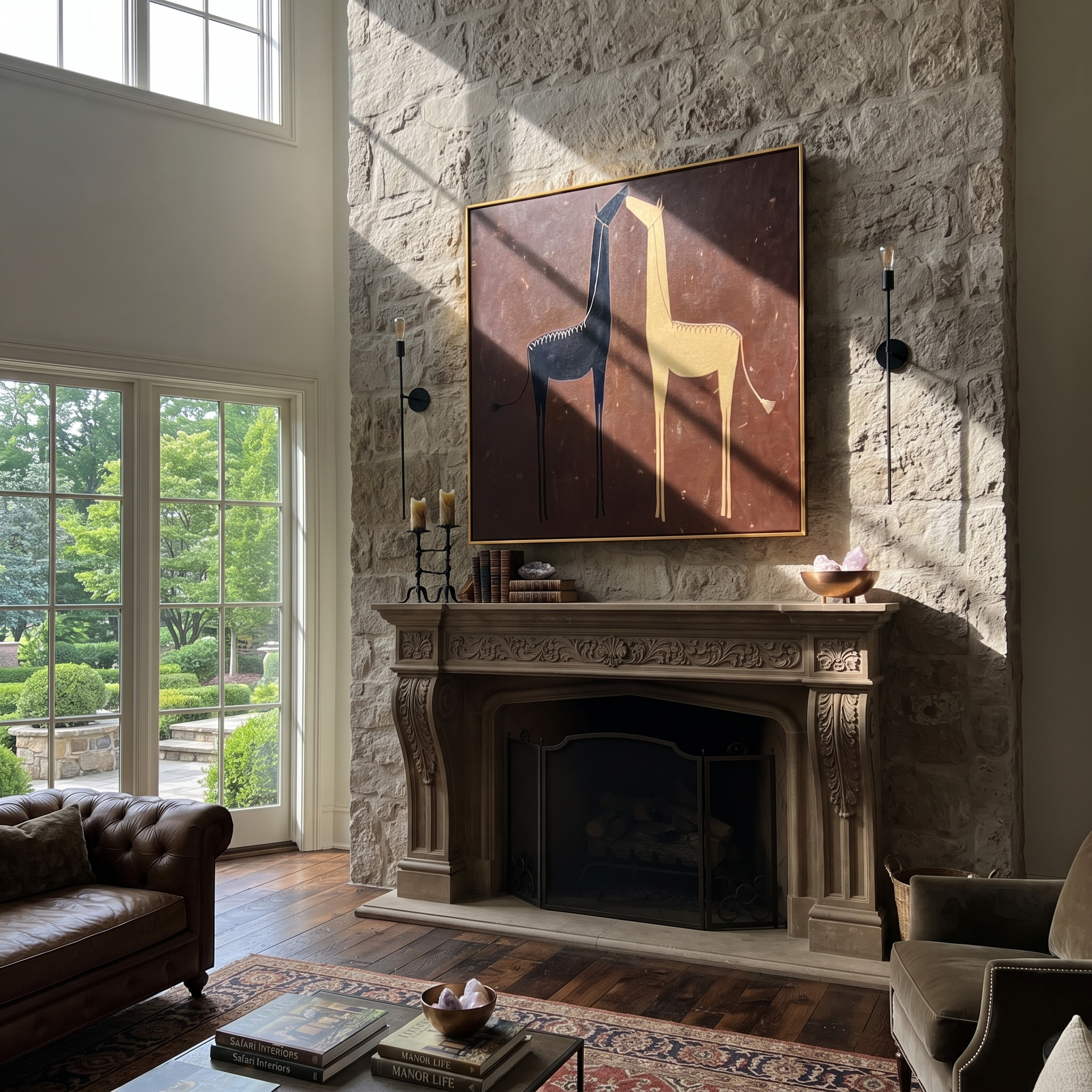 Twin Horses Divide Ivory styled with warm modern furnishings