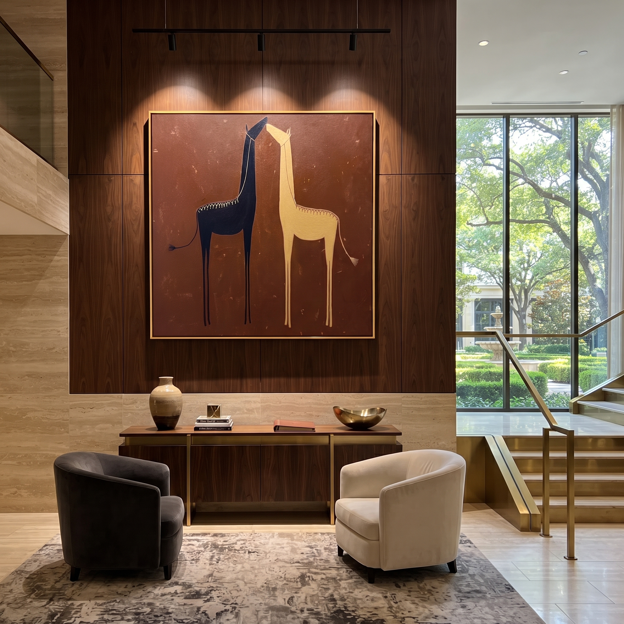 Twin Horses Divide Ivory styled with wood, linen, and modern decor