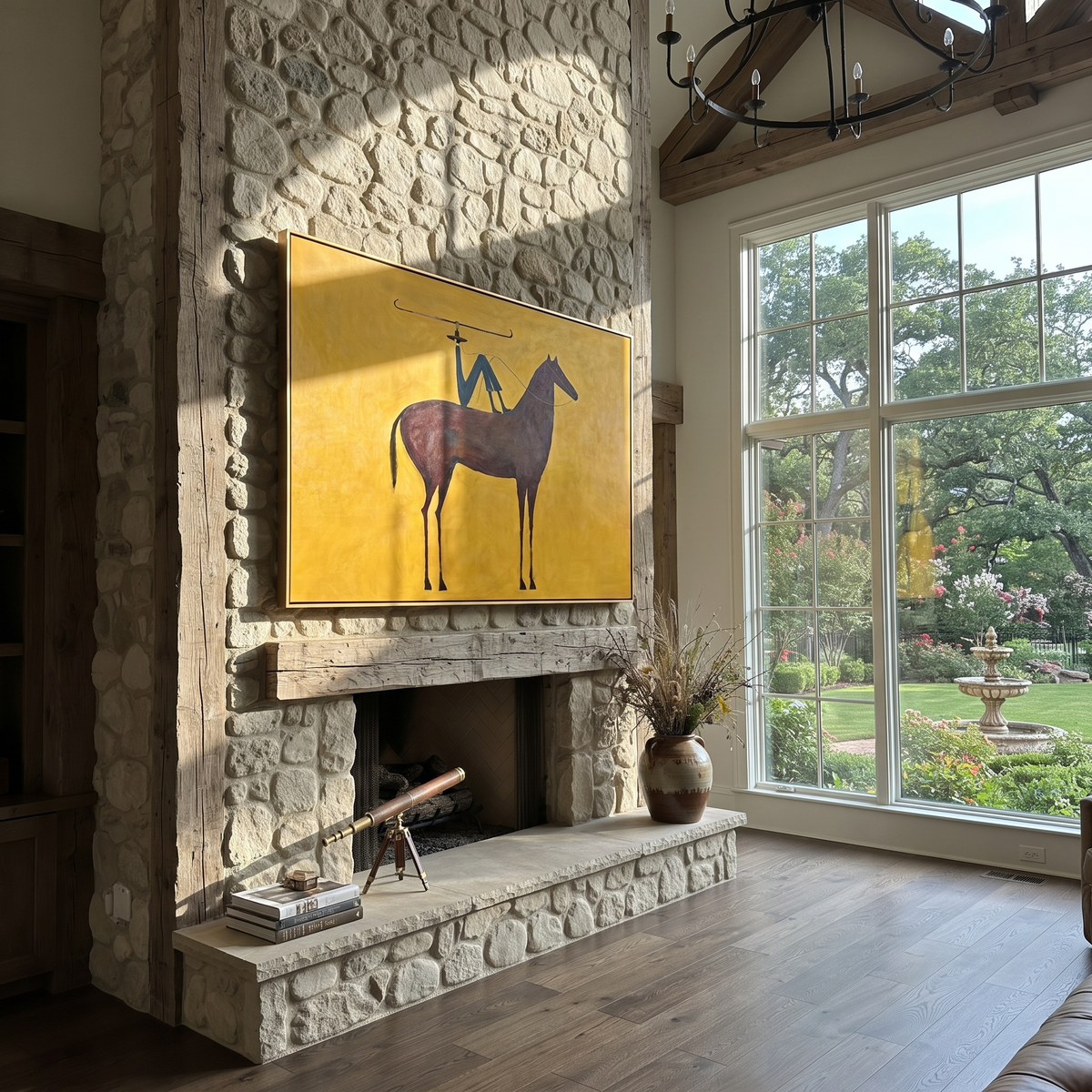 Blue Rider Balances Horizon presented as a colorful interior focal point