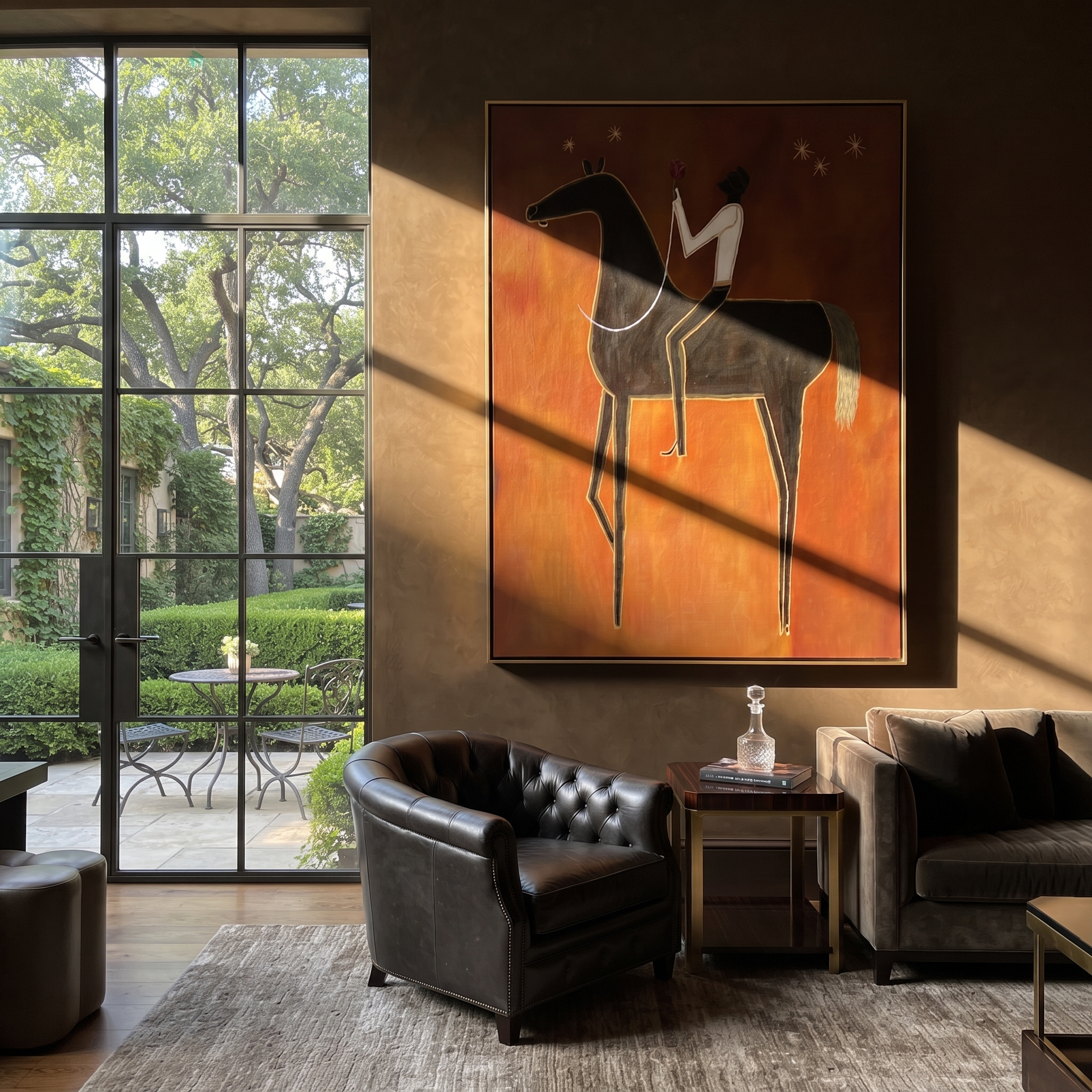 White Blouse Rides Ember presented as a colorful interior focal point