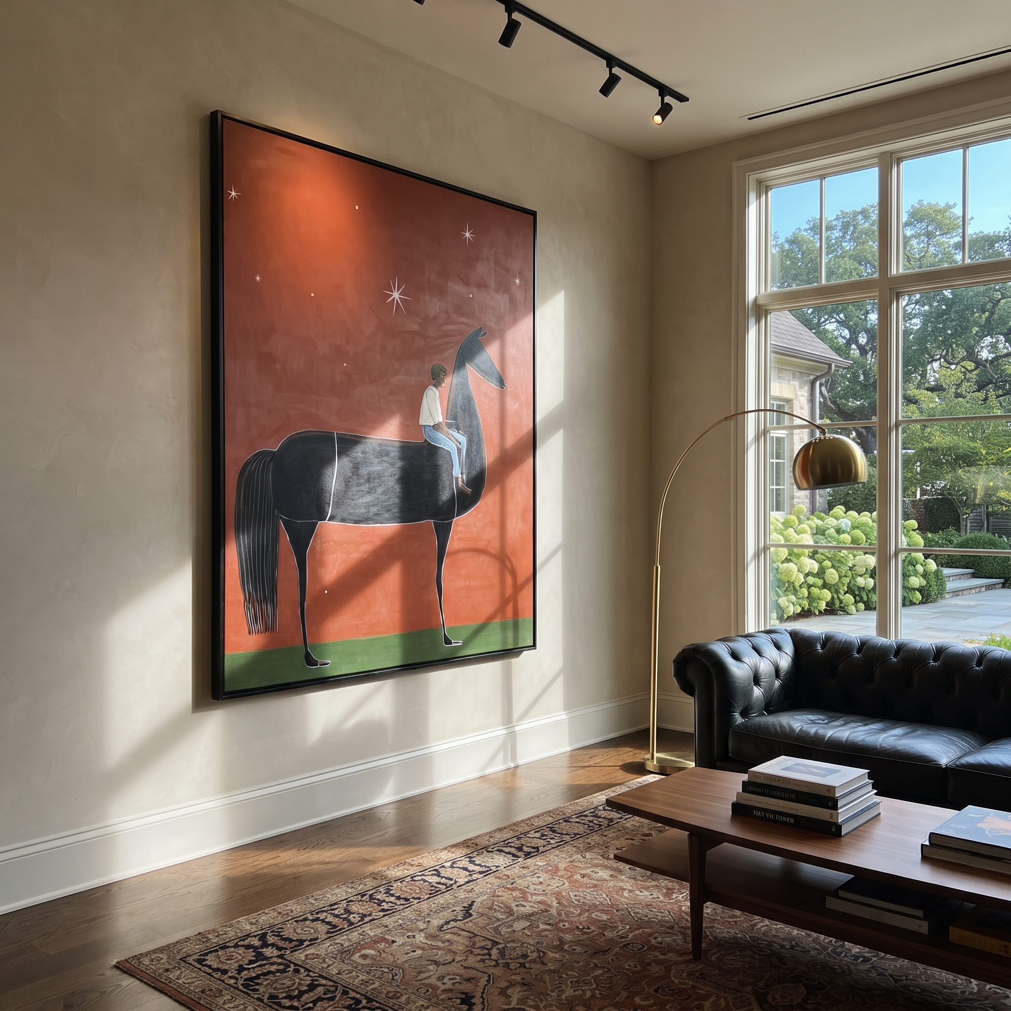 Blue Rider Waits Starlight displayed in a collected contemporary interior