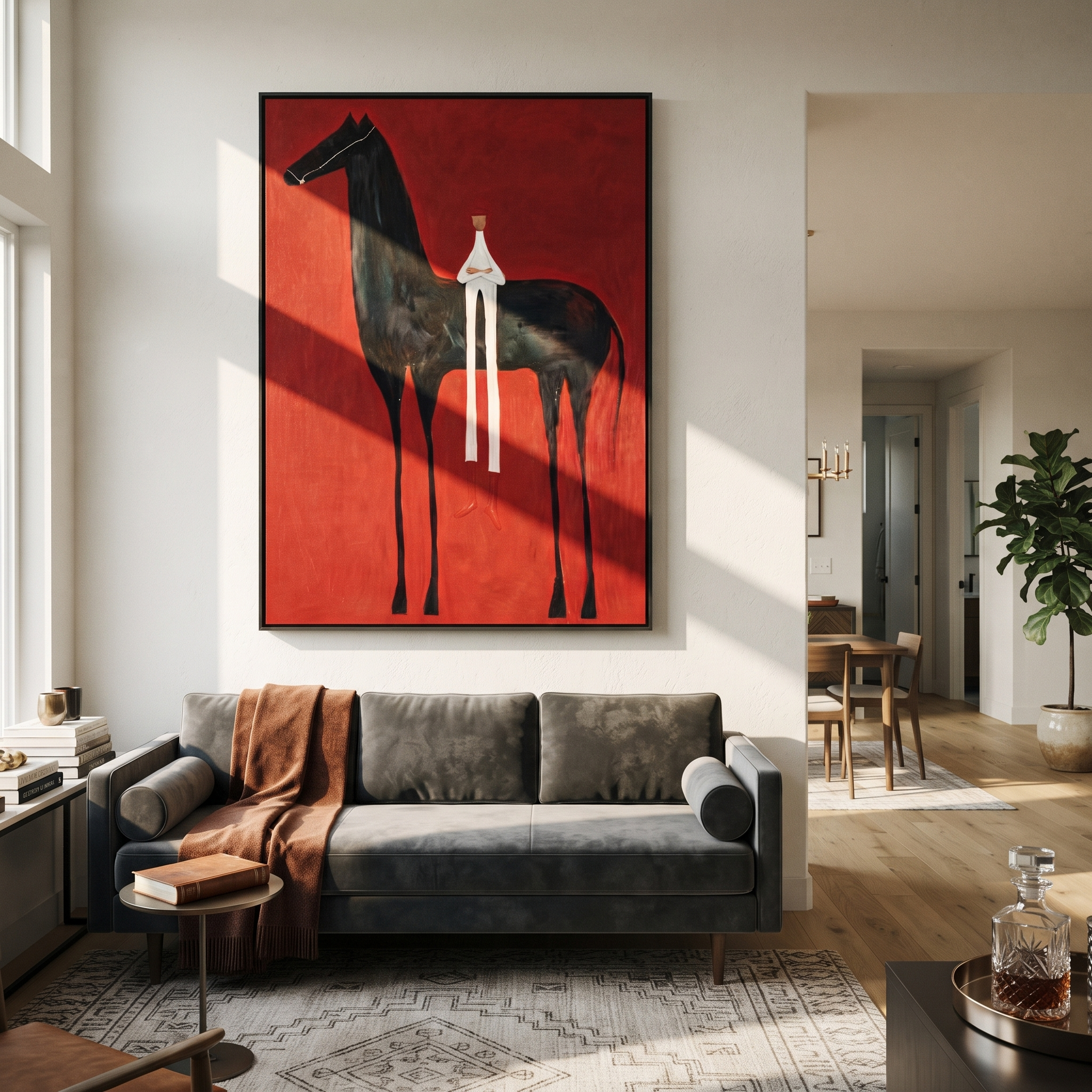 White Figure Meets Midnight styled with warm modern furnishings