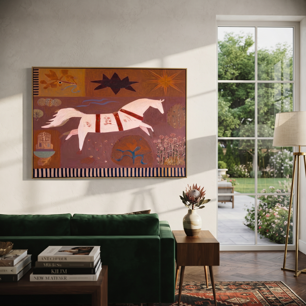 White Herd Breaks Rust styled with warm modern furnishings