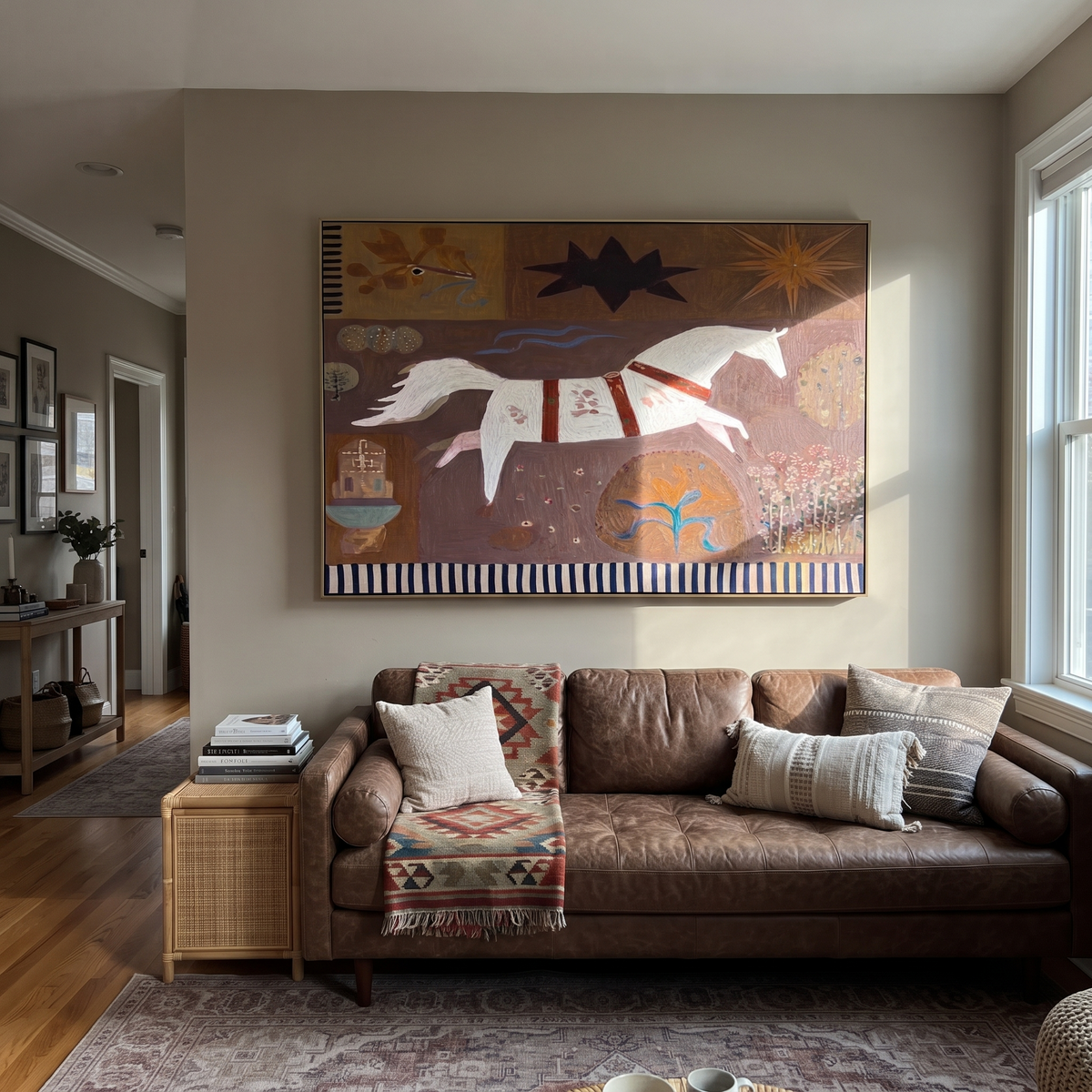 White Herd Breaks Rust displayed in a layered residential setting