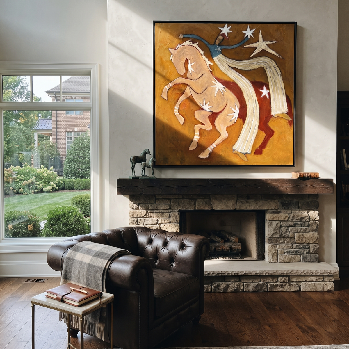 Twin Horses Catch Starlight styled with warm modern furnishings